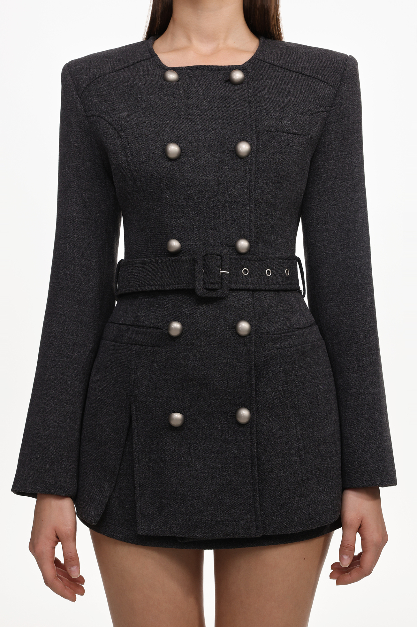 Unica Classic Tailored Long Sleeve Woven Top And Skirt Set