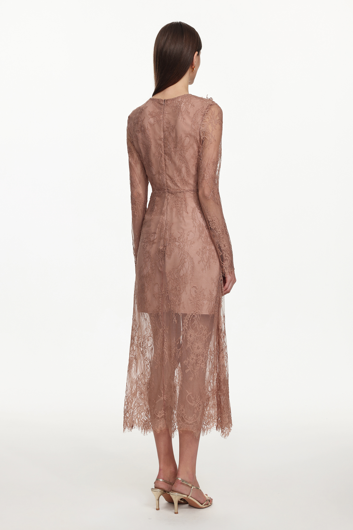 Viera Romantic Flowy Long Sleeve Twist Floral Lace Maxi Dress