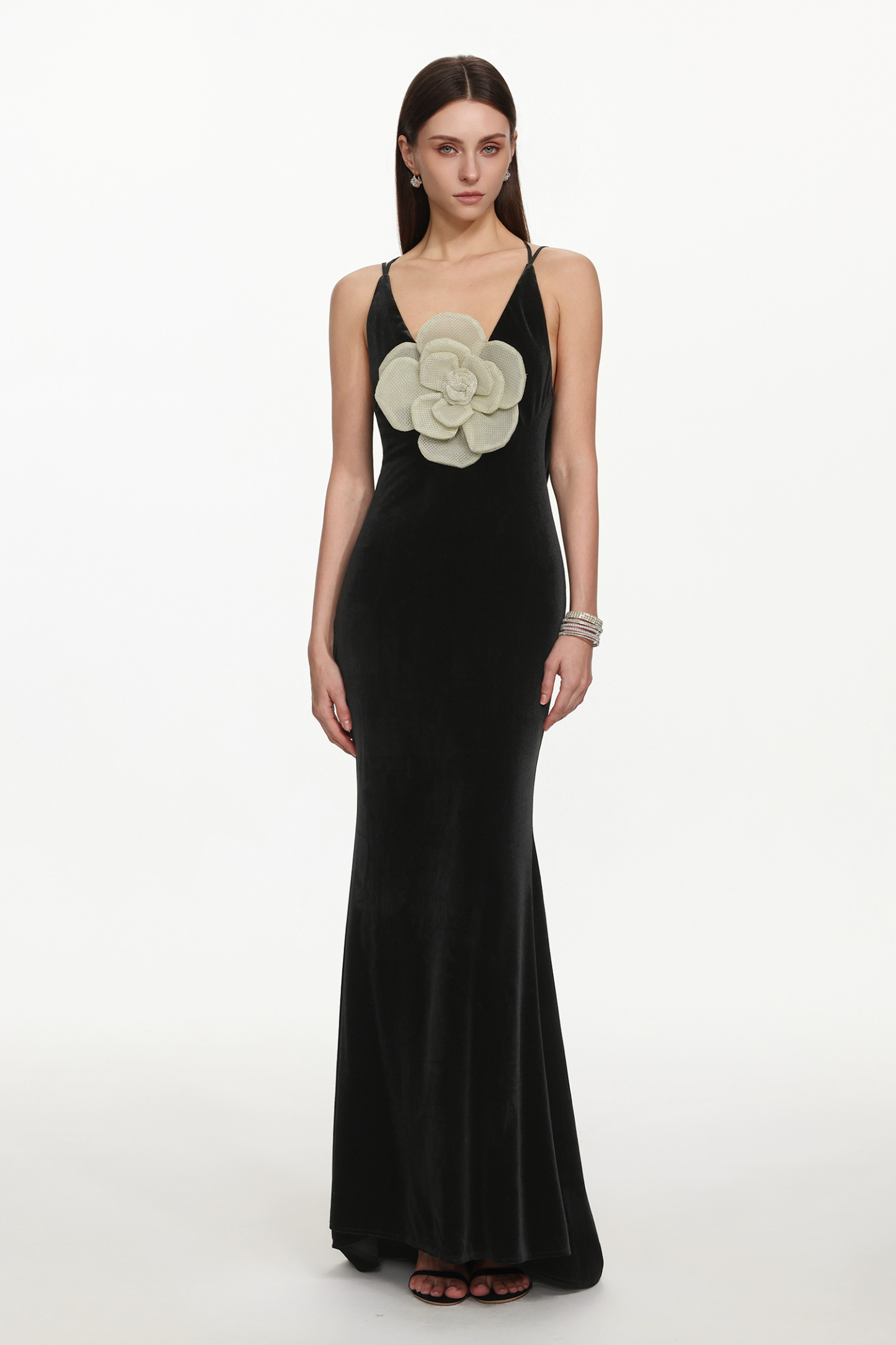 Lalida Chic Contour Sleeveless Open Back Floral Maxi Dress