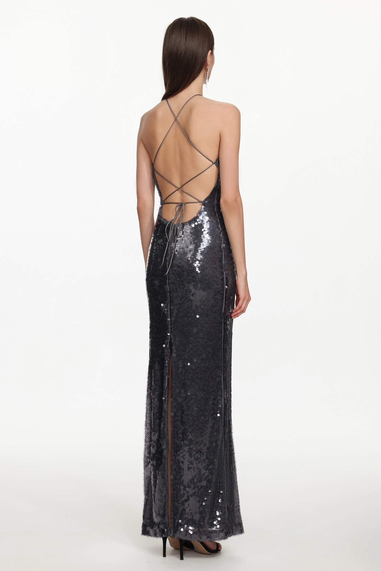 Tana Chic Contour Halter Floral Sequin Maxi Dress