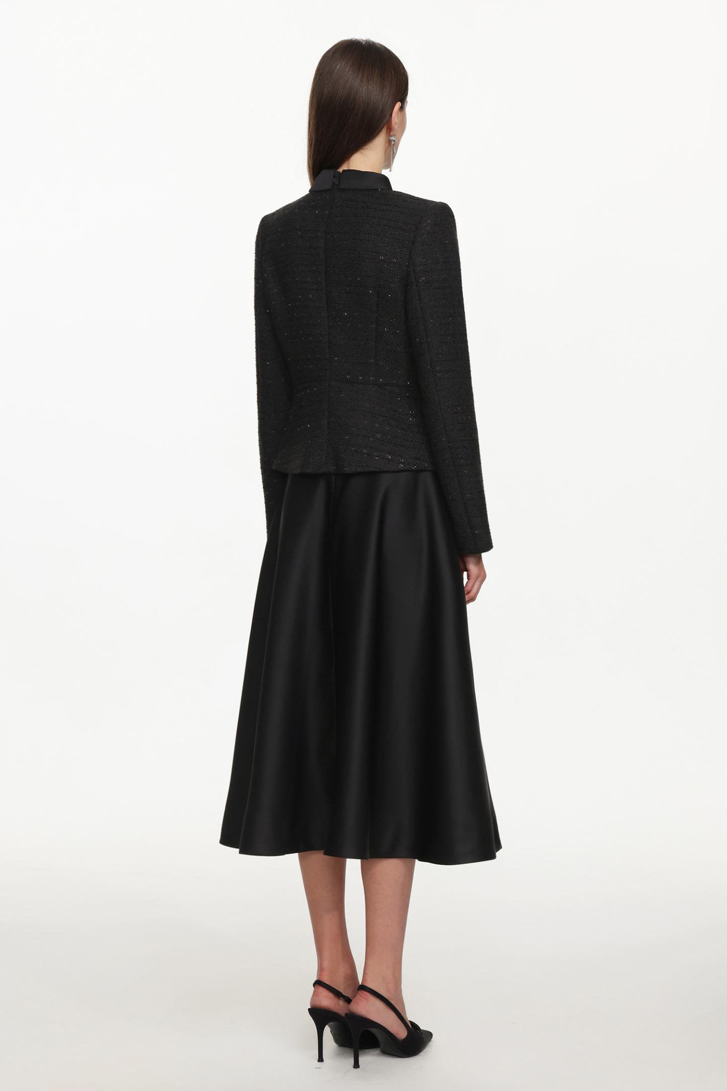 Zaysha Elegant Tailored Long Sleeve Tweed Jacket and Skirt Set