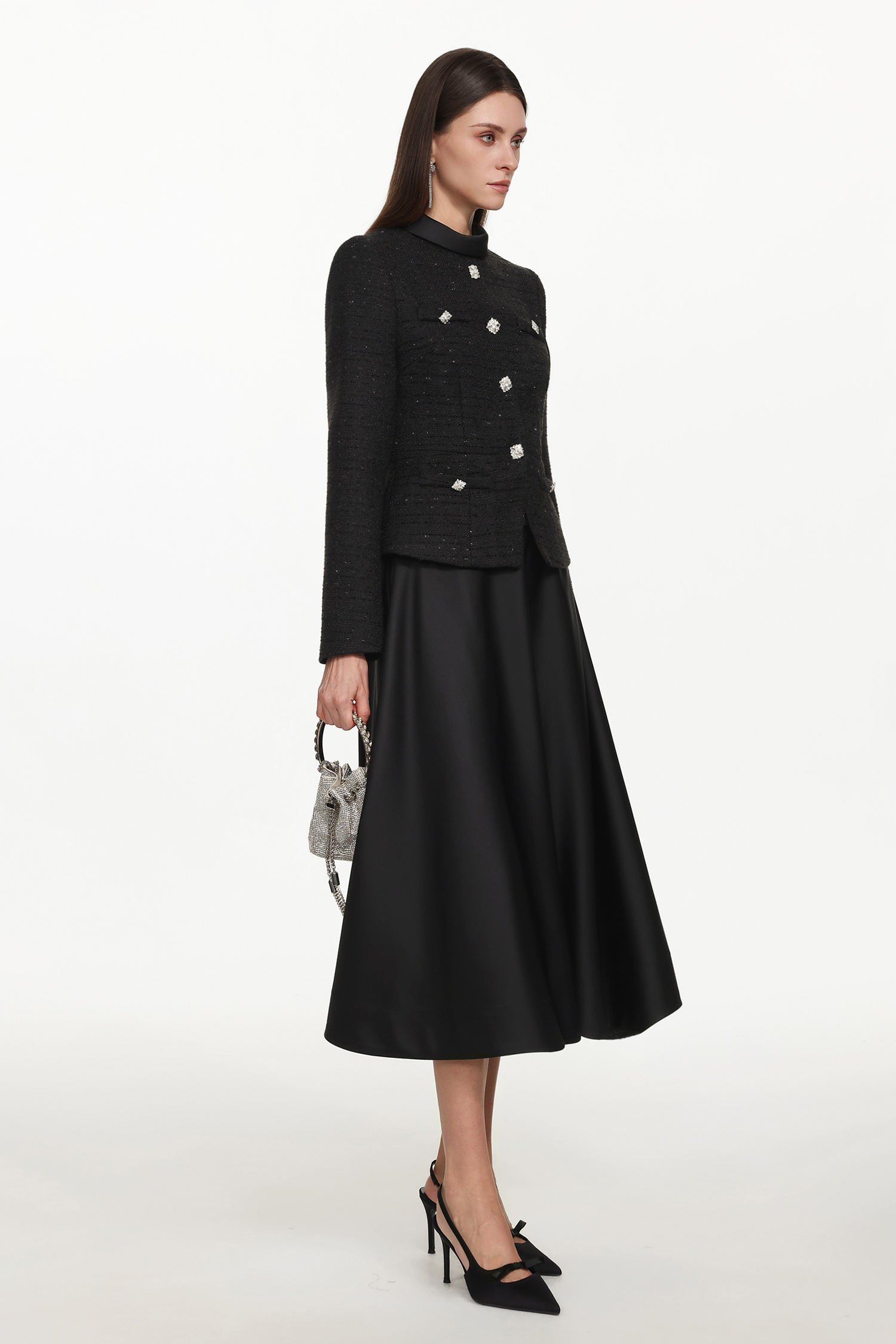 Zaysha Elegant Tailored Long Sleeve Tweed Jacket and Skirt Set