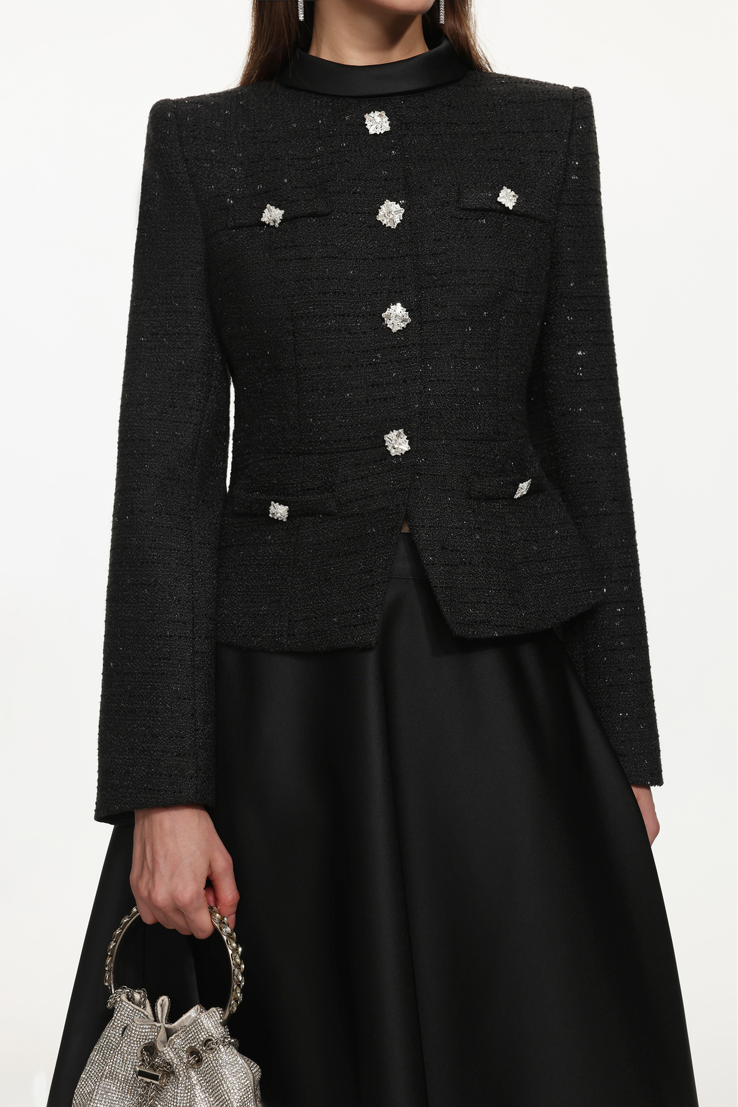 Zaysha Elegant Tailored Long Sleeve Tweed Jacket and Skirt Set