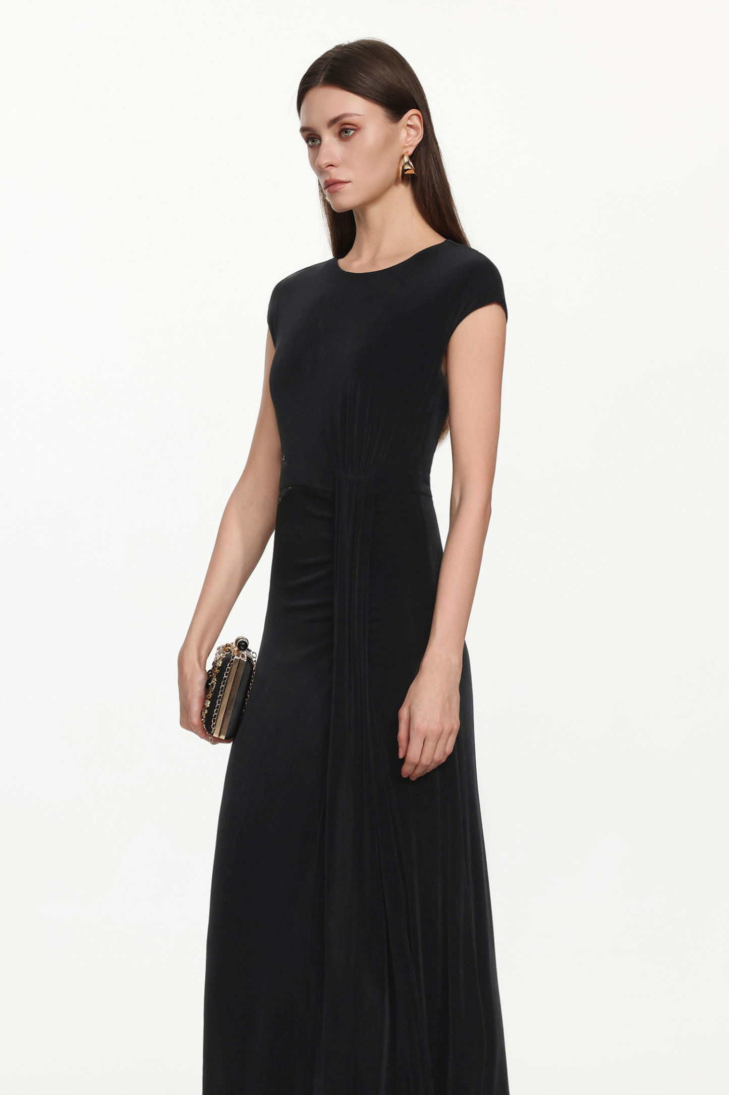 Viaua Chic Contour Sleeveless Cut Out Lace Knit Maxi Dress