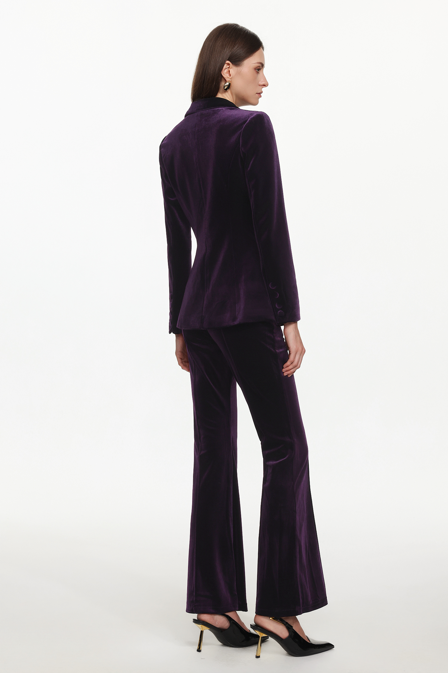Kasai Chic Tailored Long Sleeve Velvet Blazer Set
