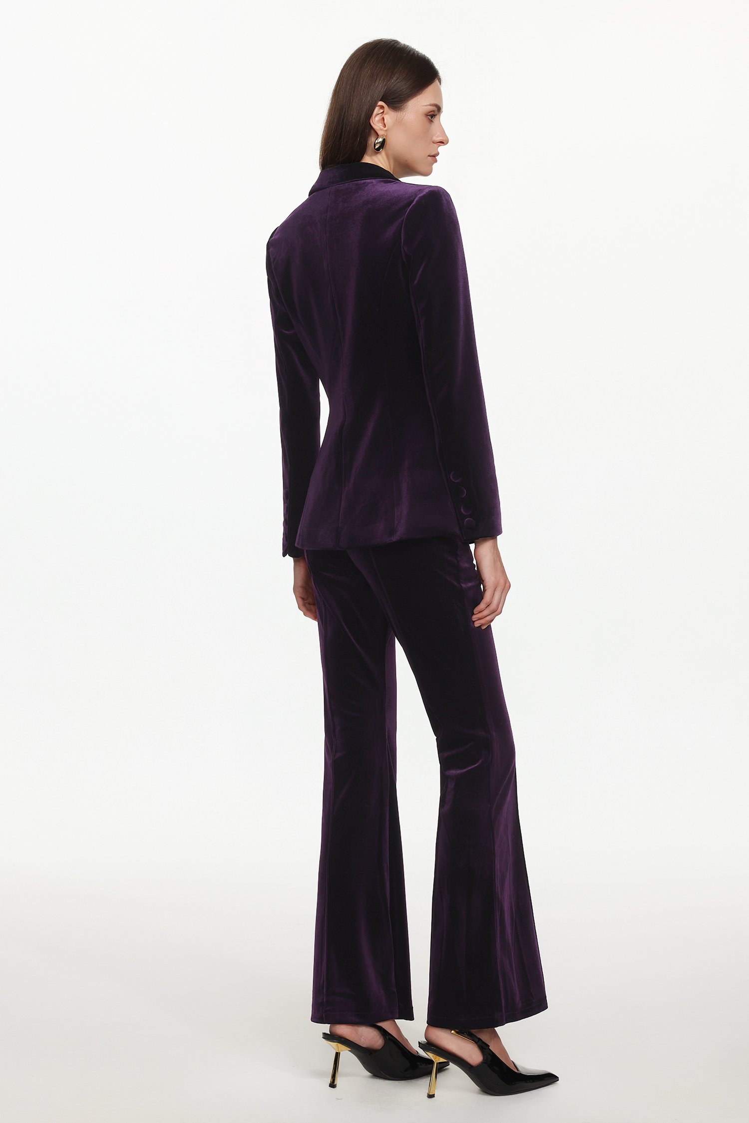 Kasai Chic Tailored Long Sleeve Velvet Blazer Set