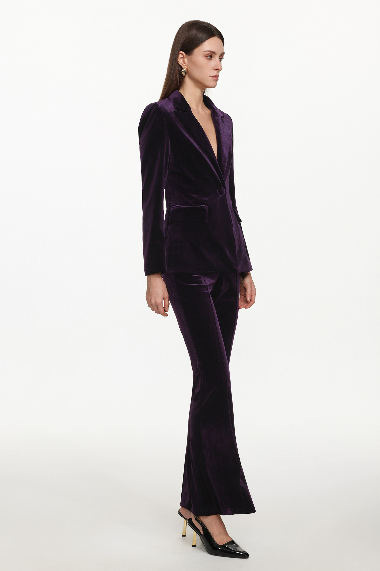 Kasai Chic Tailored Long Sleeve Velvet Blazer Set