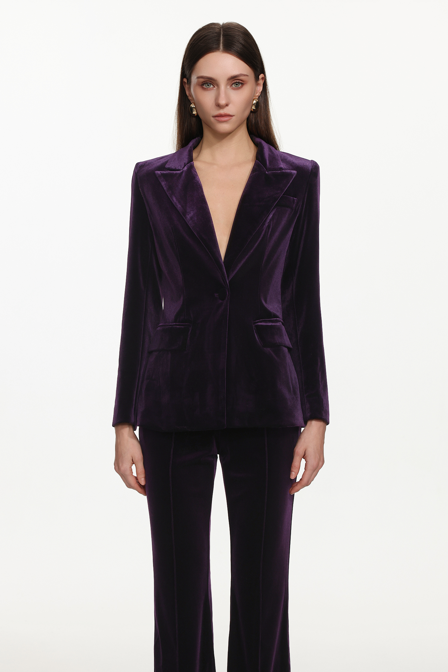 Kasai Chic Tailored Long Sleeve Velvet Blazer Set