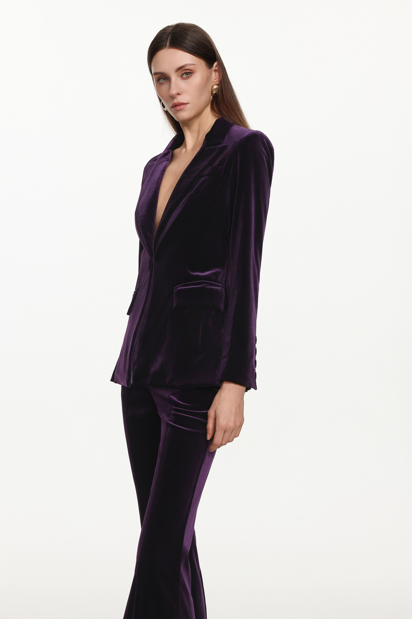 Kasai Chic Tailored Long Sleeve Velvet Blazer Set