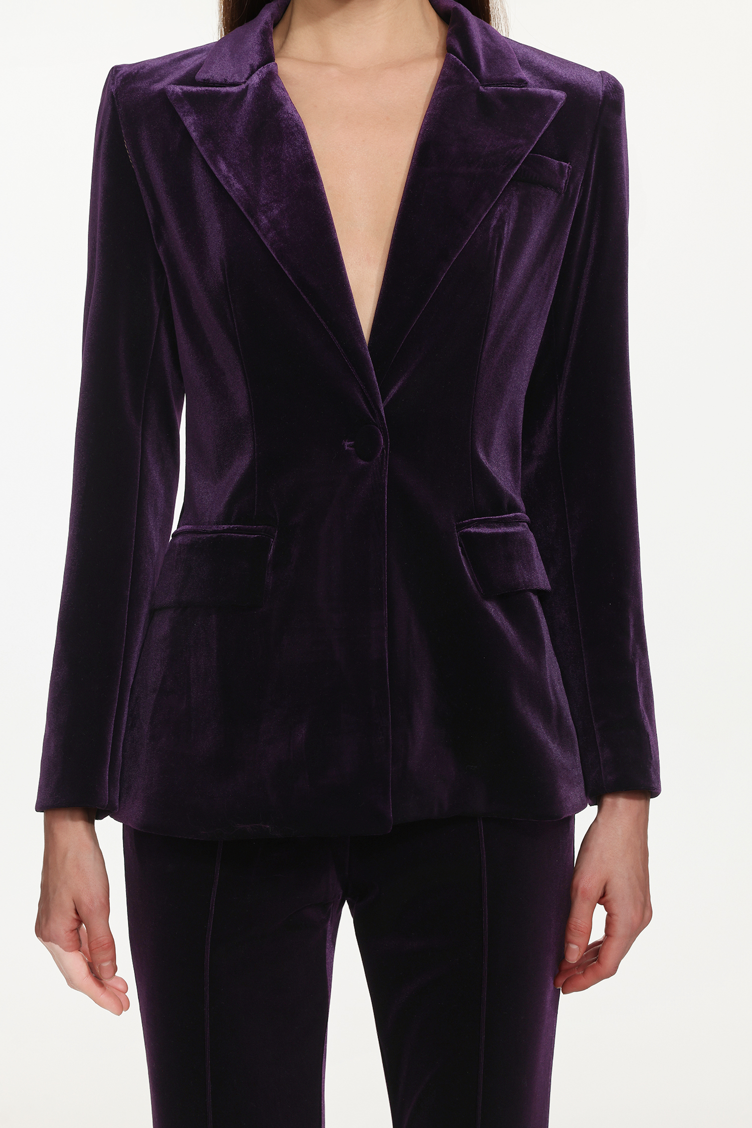 Kasai Chic Tailored Long Sleeve Velvet Blazer Set