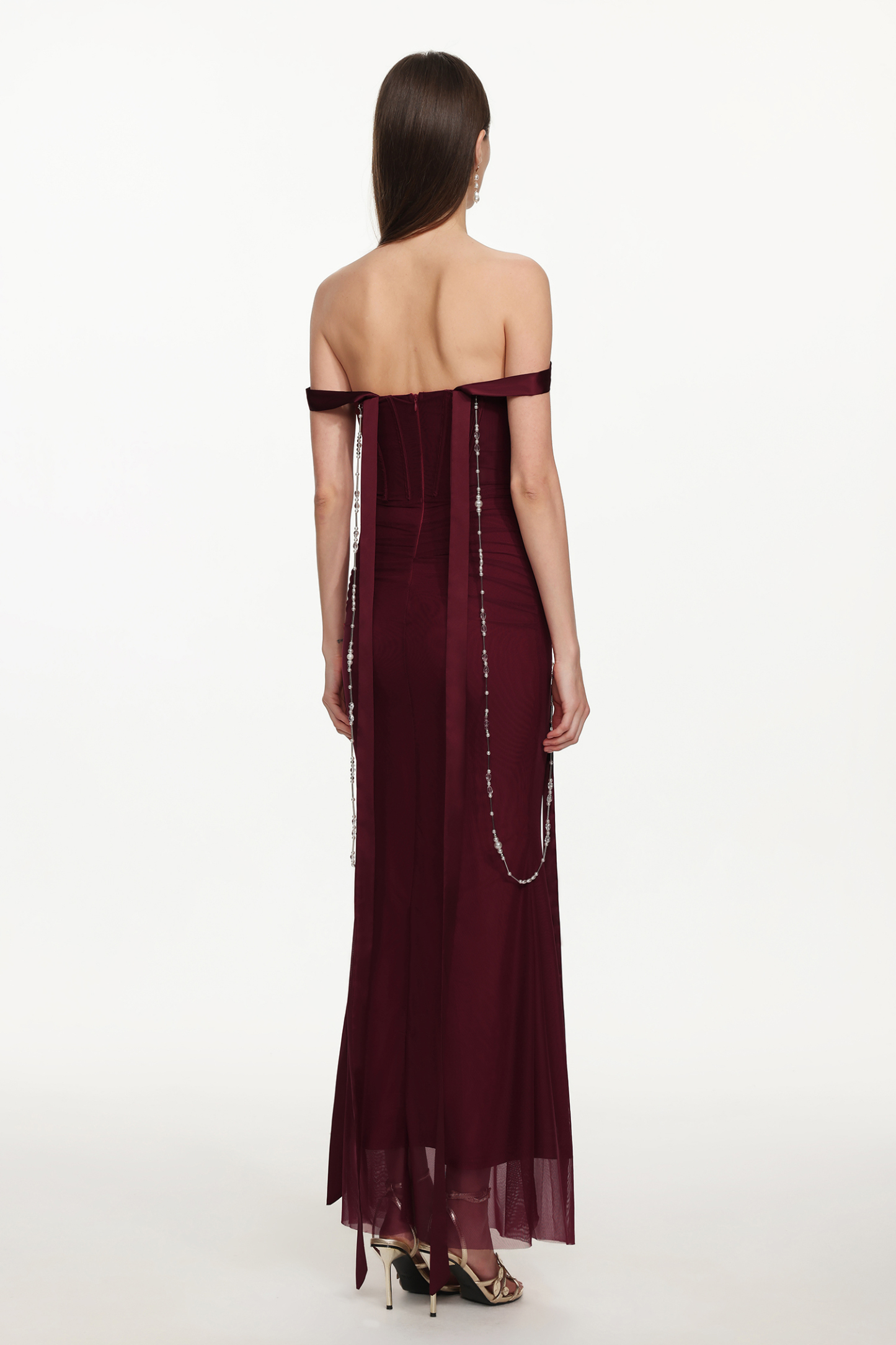 Zeno Romantic Contour Sleeveless Ribbon Pleated Maxi Dress