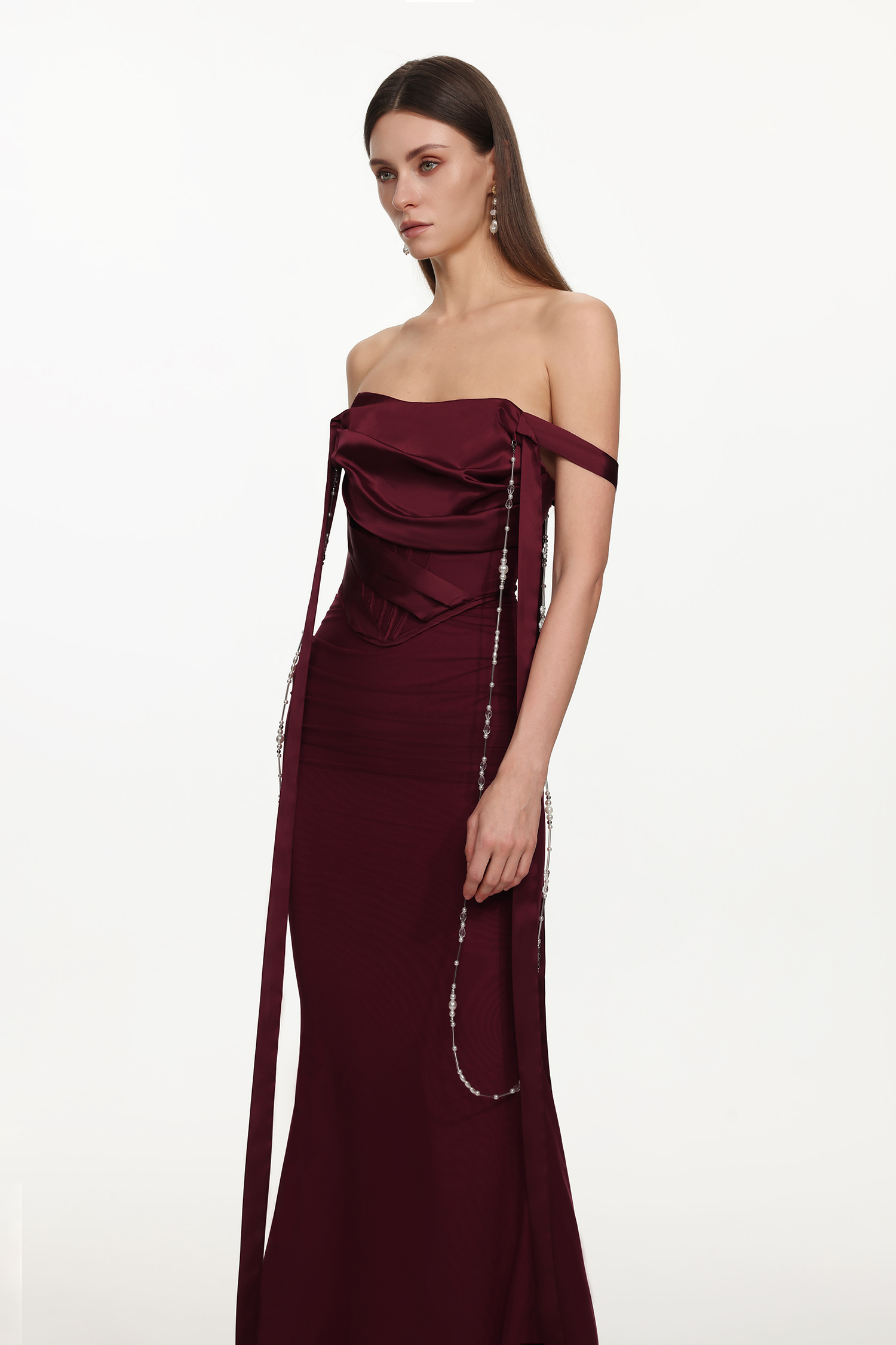 Zeno Romantic Contour Sleeveless Ribbon Pleated Maxi Dress