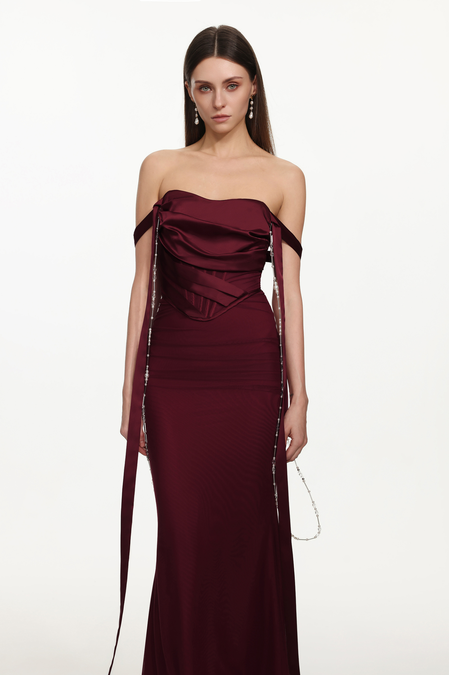 Zeno Romantic Contour Sleeveless Ribbon Pleated Maxi Dress