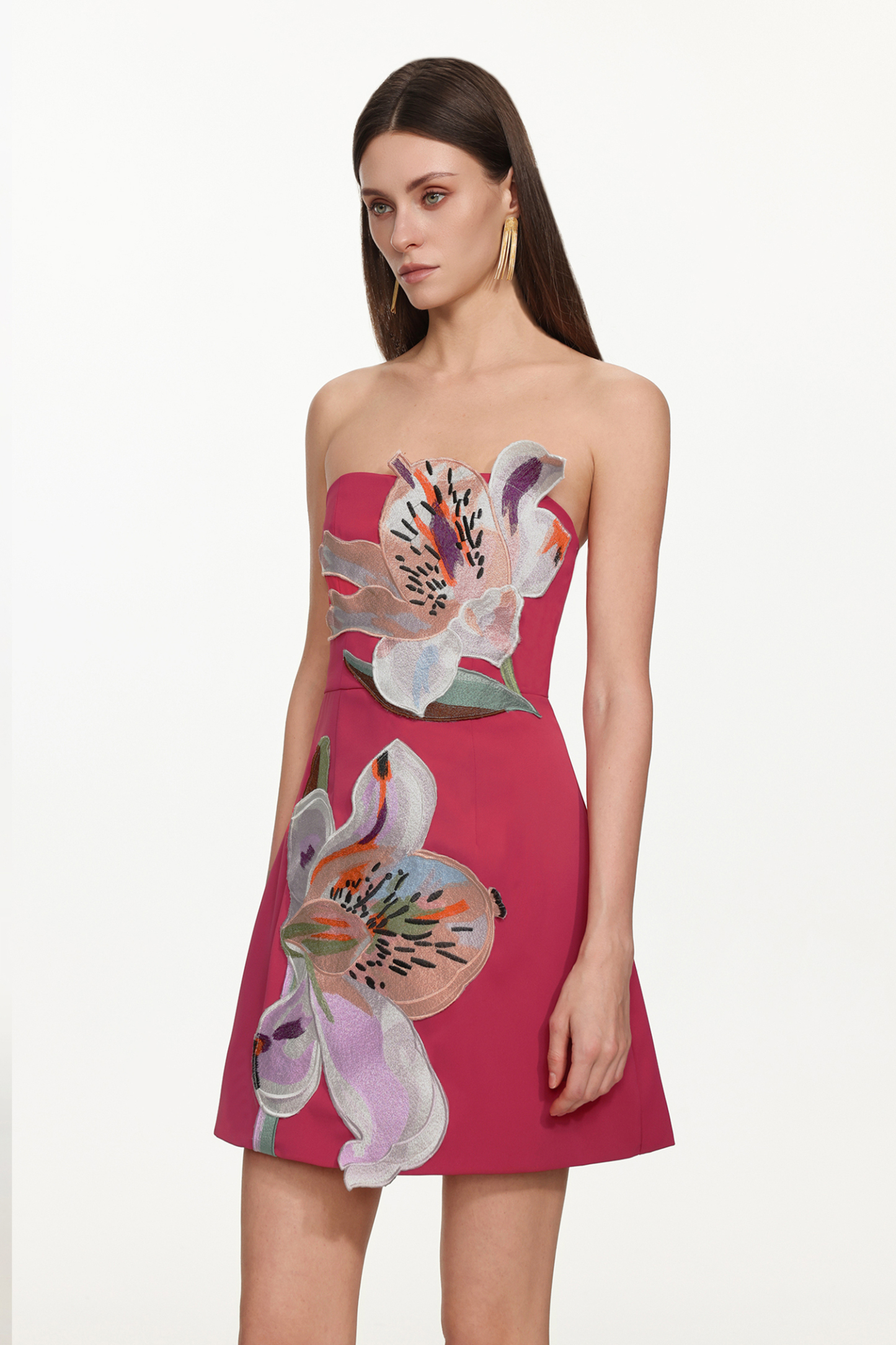 Gemma Romantic Tailored Strapless Floral Mini Dress