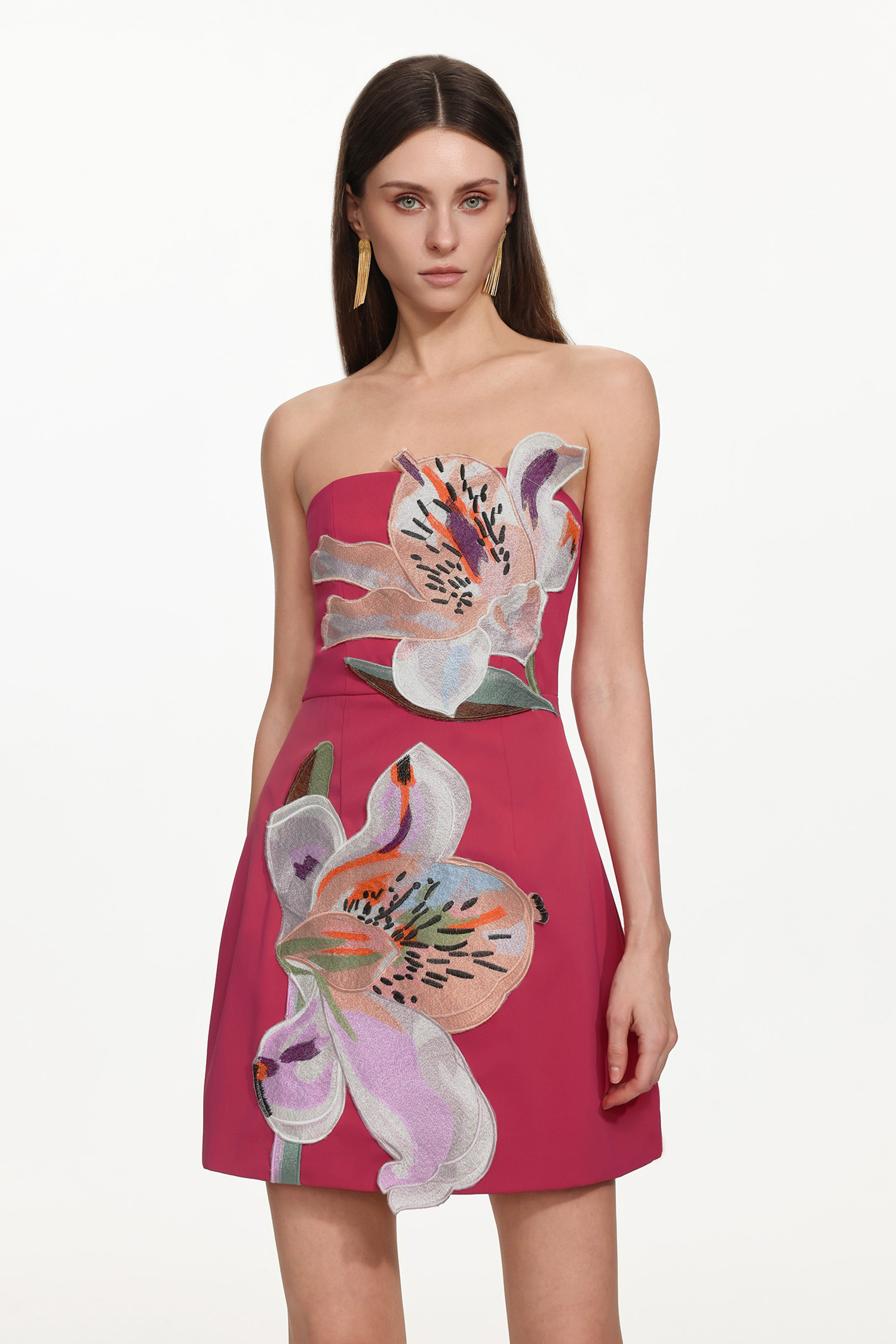 Gemma Romantic Tailored Strapless Floral Mini Dress