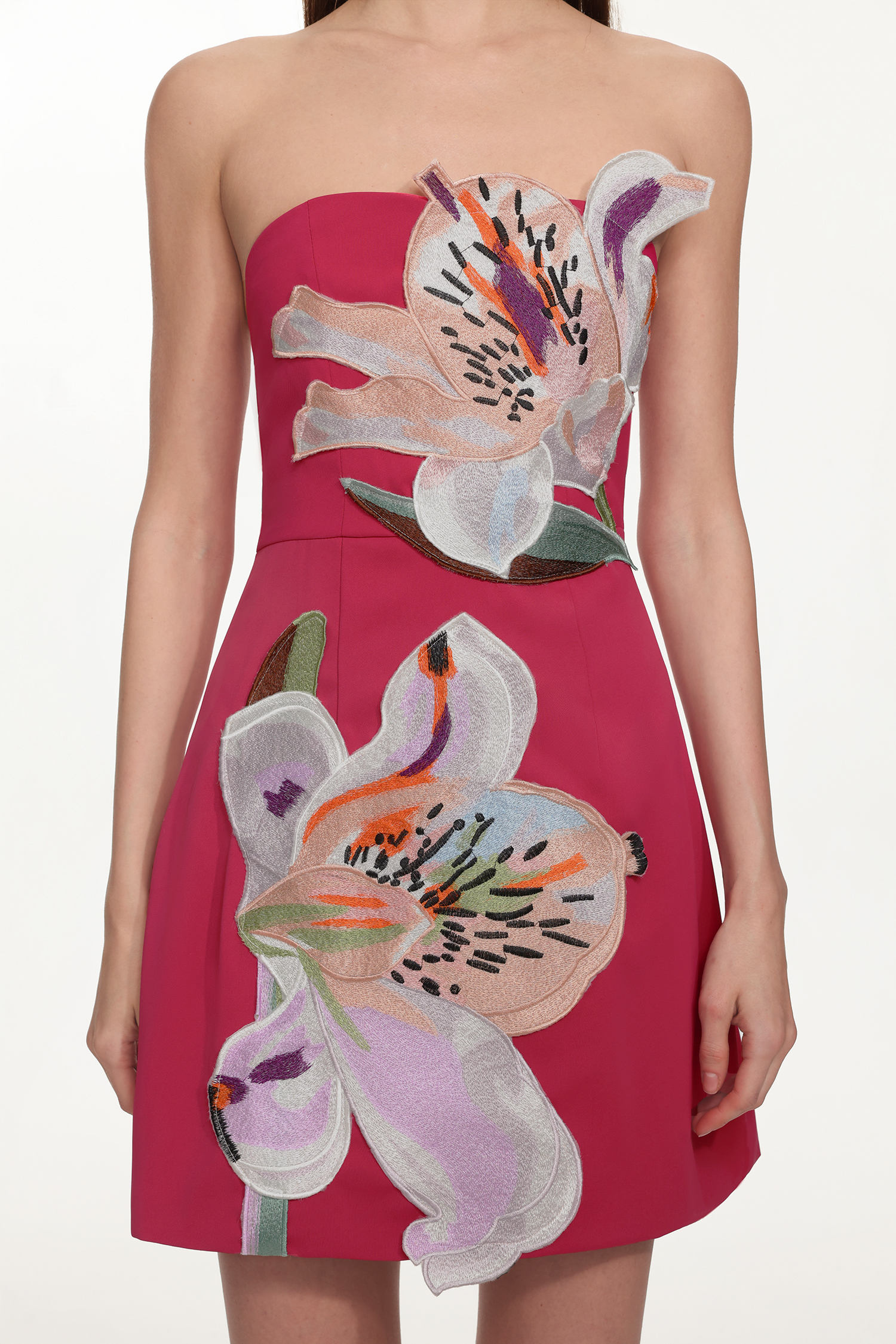 Gemma Romantic Tailored Strapless Floral Mini Dress