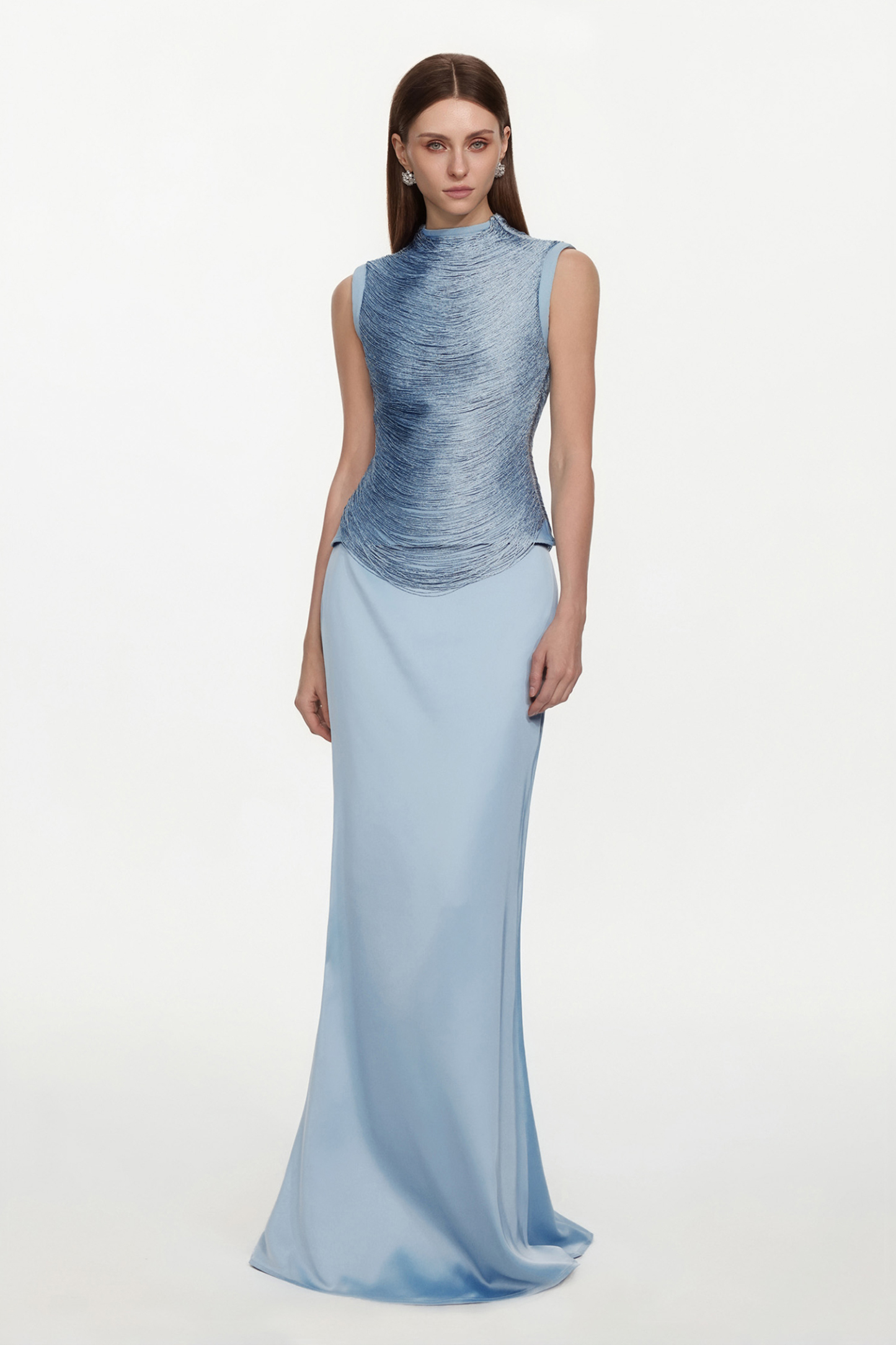 Siayh Sleeveless Tassels Bandage Blue Maxi Two Piece Set