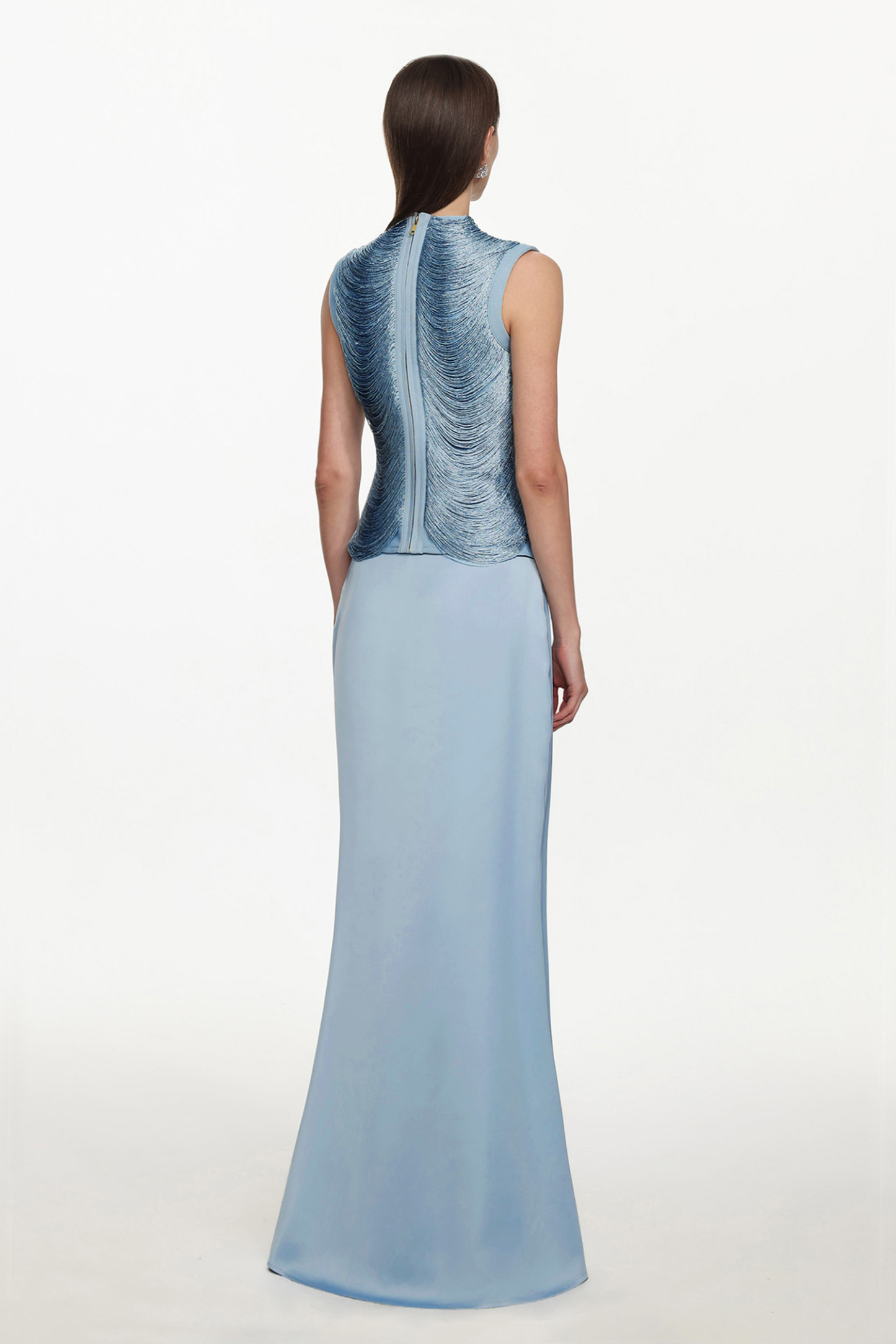 Siayh Sleeveless Tassels Bandage Blue Maxi Two Piece Set