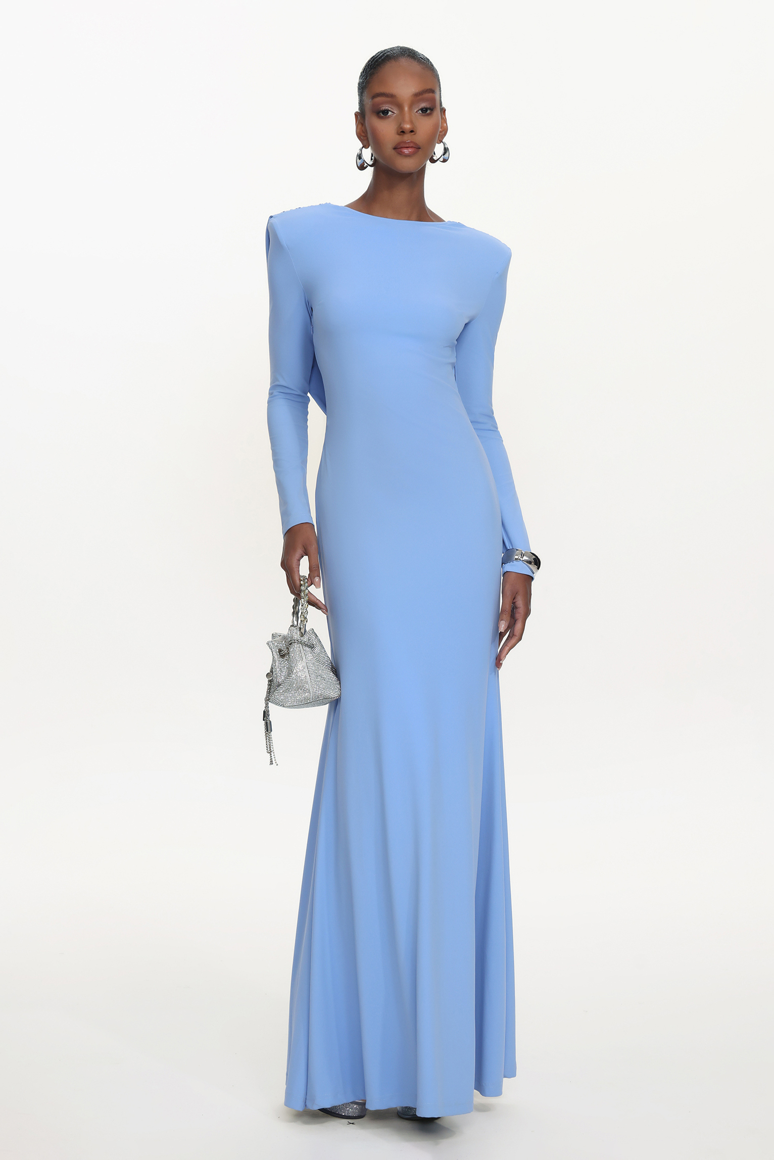 Minma Classic Contour Long Sleeve Knit Maxi Dress
