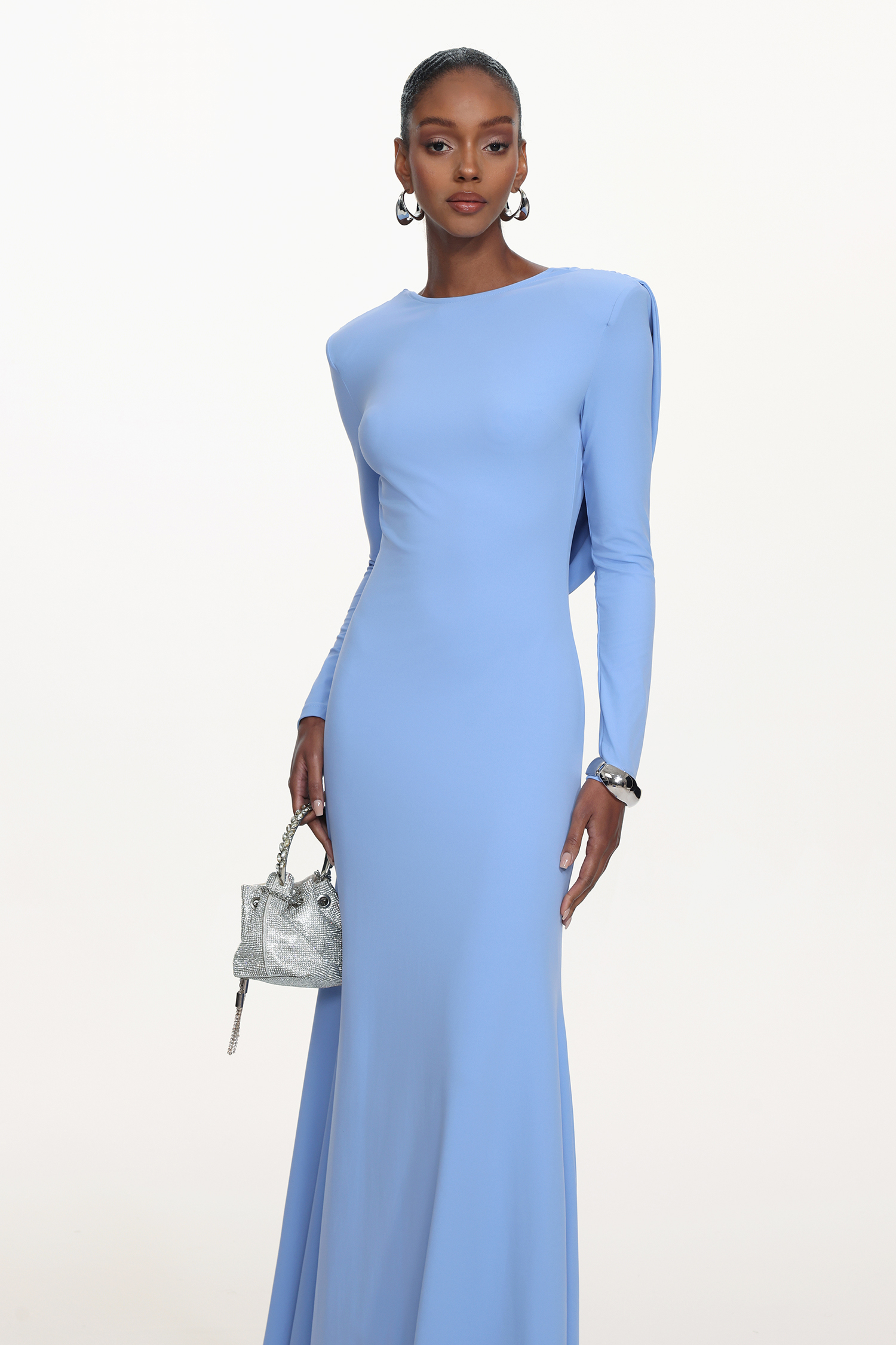 Minma Classic Contour Long Sleeve Knit Maxi Dress