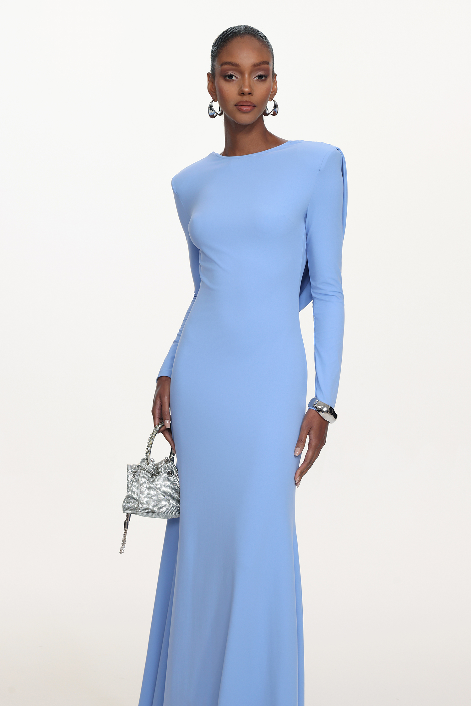 Minma Classic Contour Long Sleeve Knit Maxi Dress