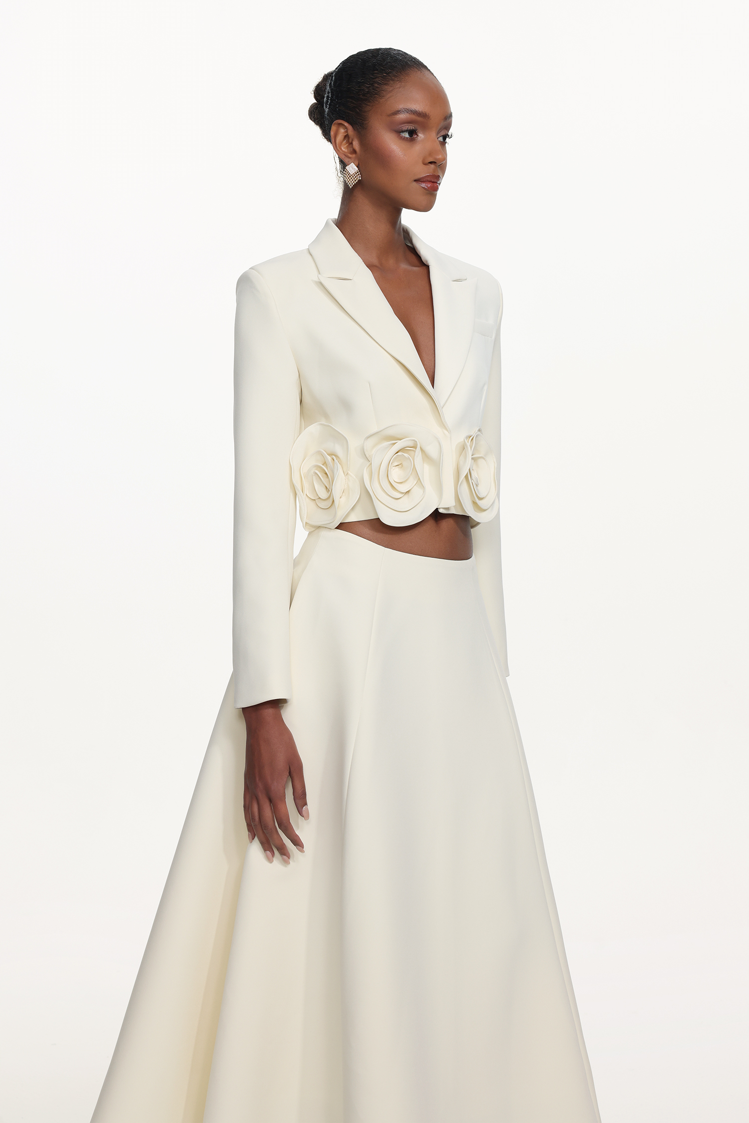 Margaret Elegant Tailored Long Sleeve Floral Blazer and Skirt Set