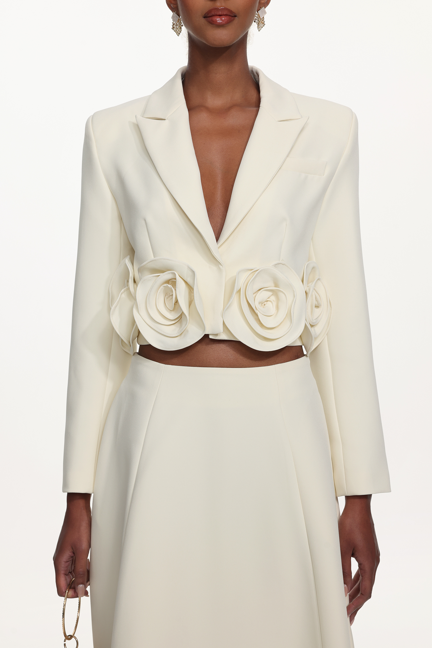 Margaret Elegant Tailored Long Sleeve Floral Blazer and Skirt Set