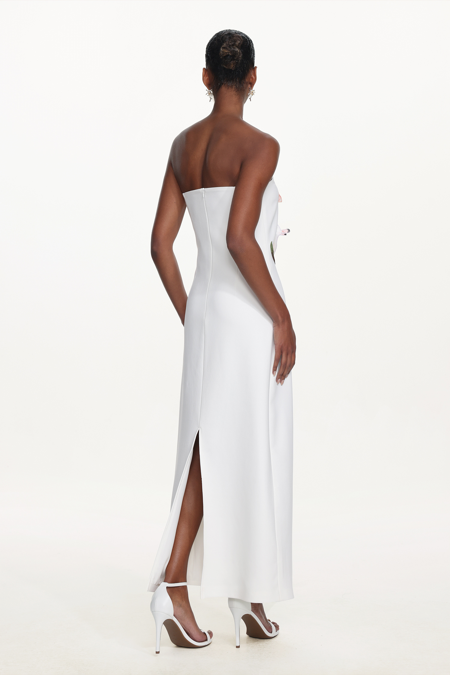 Xava Classic Tailored Strapless Floral Embroidered Maxi Dress