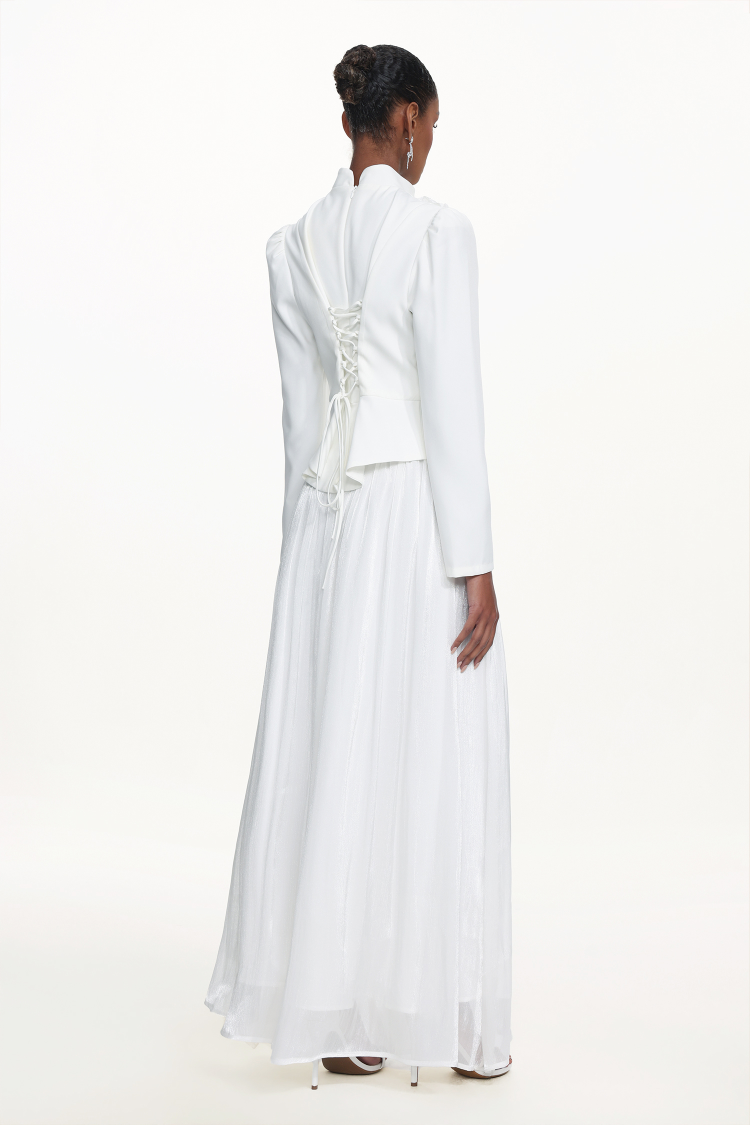 Sophiess Elegant Tailored Long Sleeve Floral Embroidered Top and Skirt Set