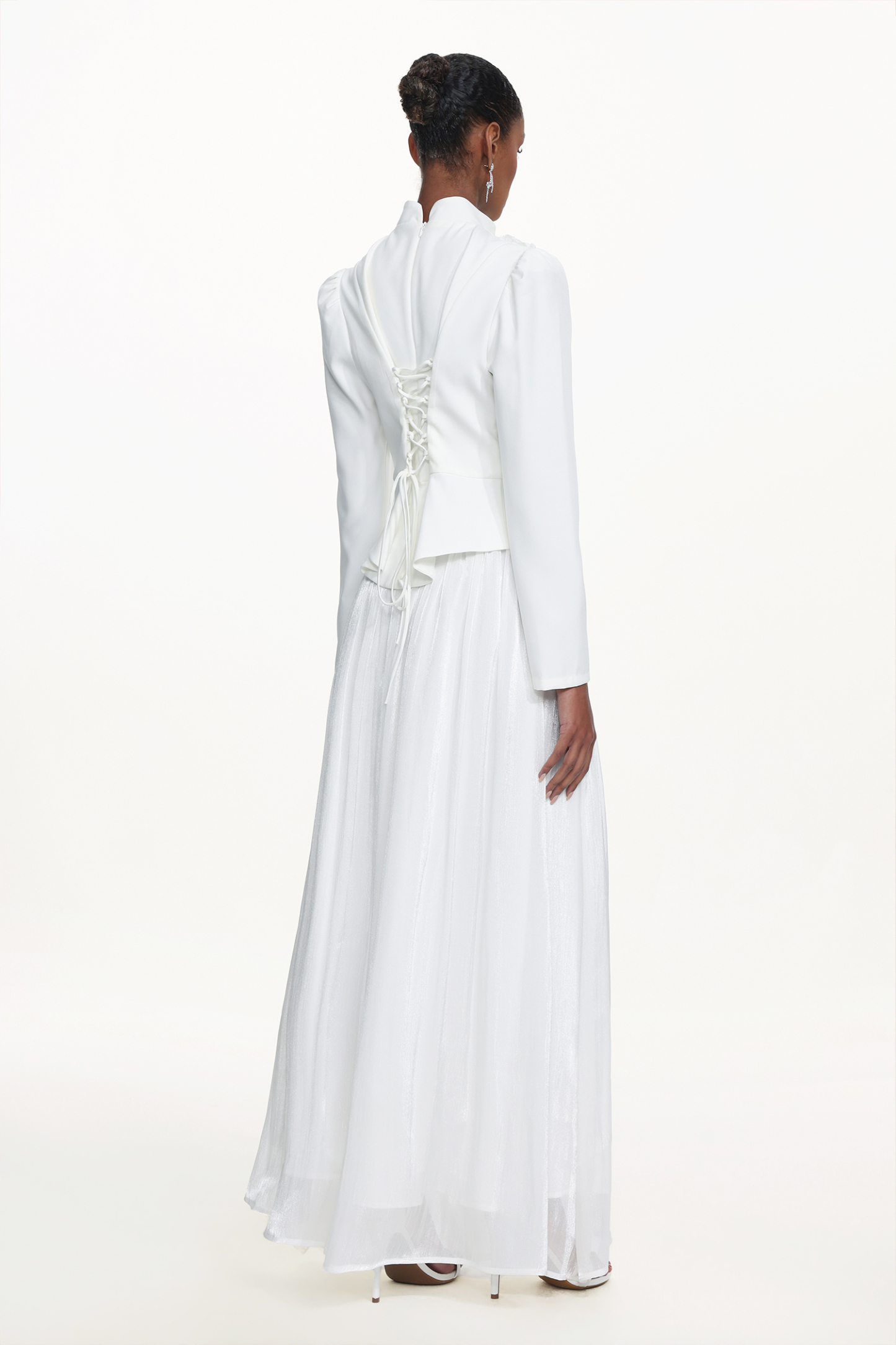 Sophiess Elegant Tailored Long Sleeve Floral Embroidered Top and Skirt Set