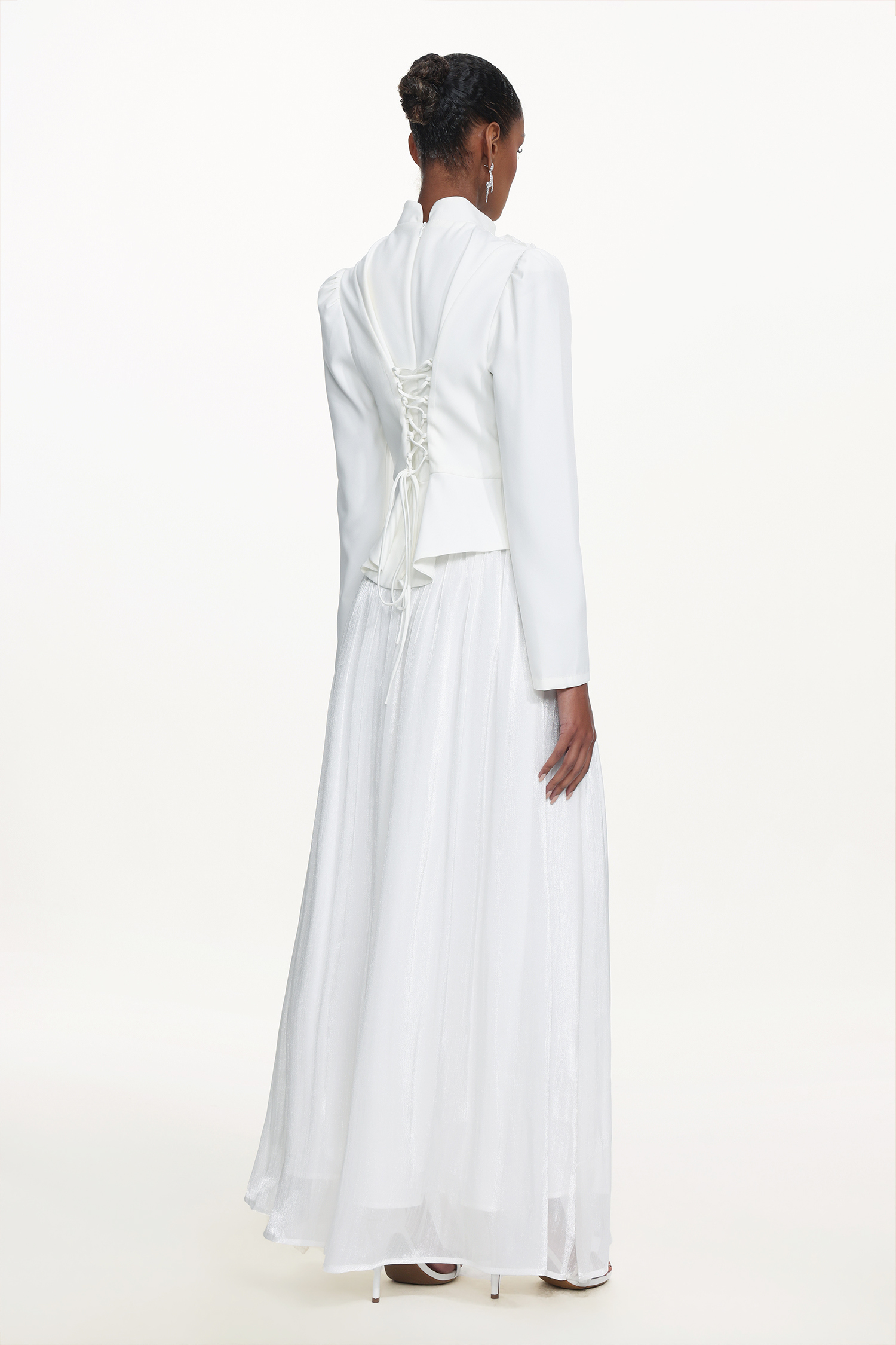 Sophiess Elegant Tailored Long Sleeve Floral Embroidered Top and Skirt Set