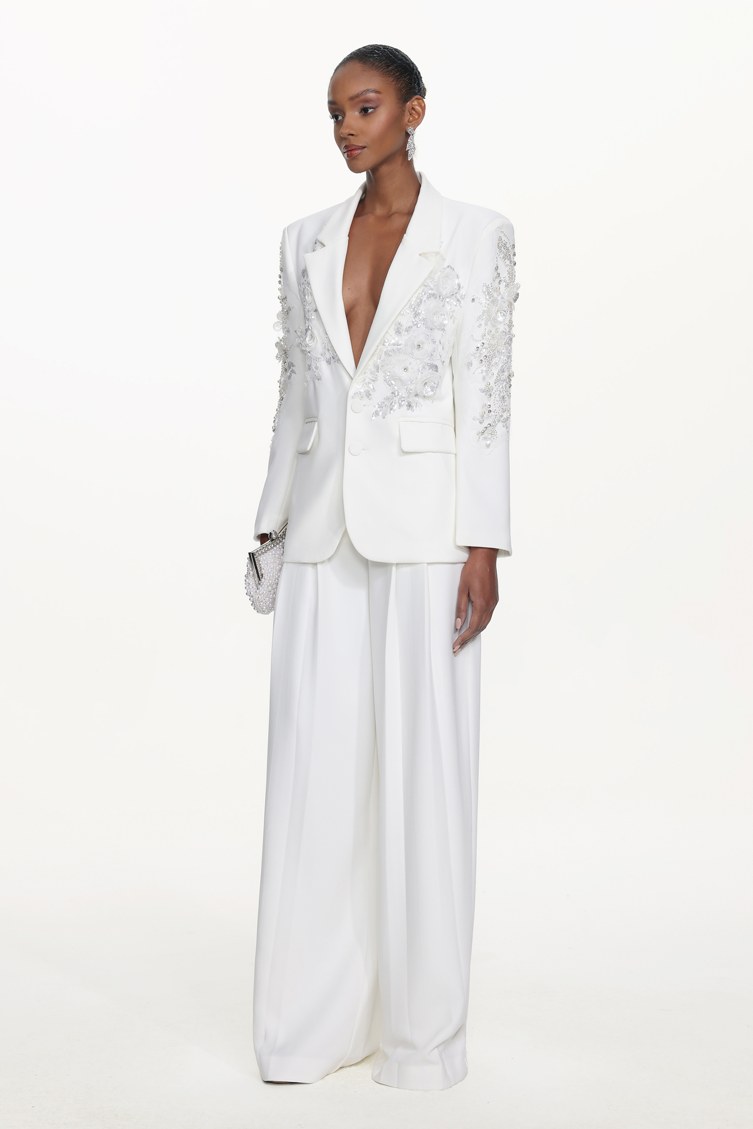 Pilisa Classic Tailored Long Sleeve Floral Embroidered Blazer