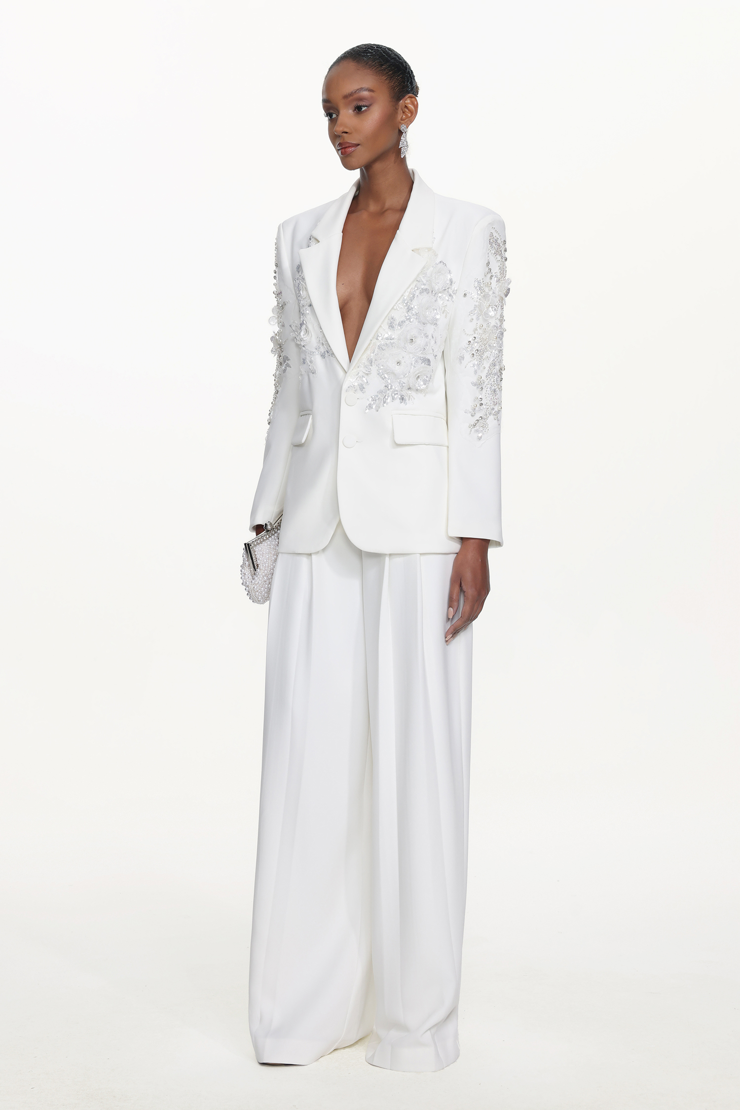 Pilisa Classic Tailored Long Sleeve Floral Embroidered Blazer