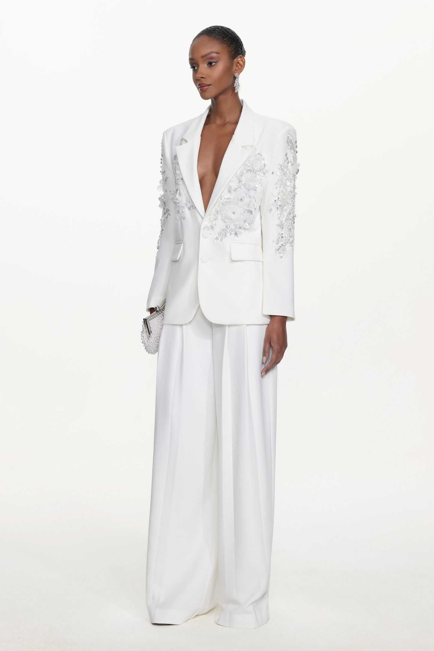 Pilisa Classic Tailored Long Sleeve Floral Embroidered Blazer