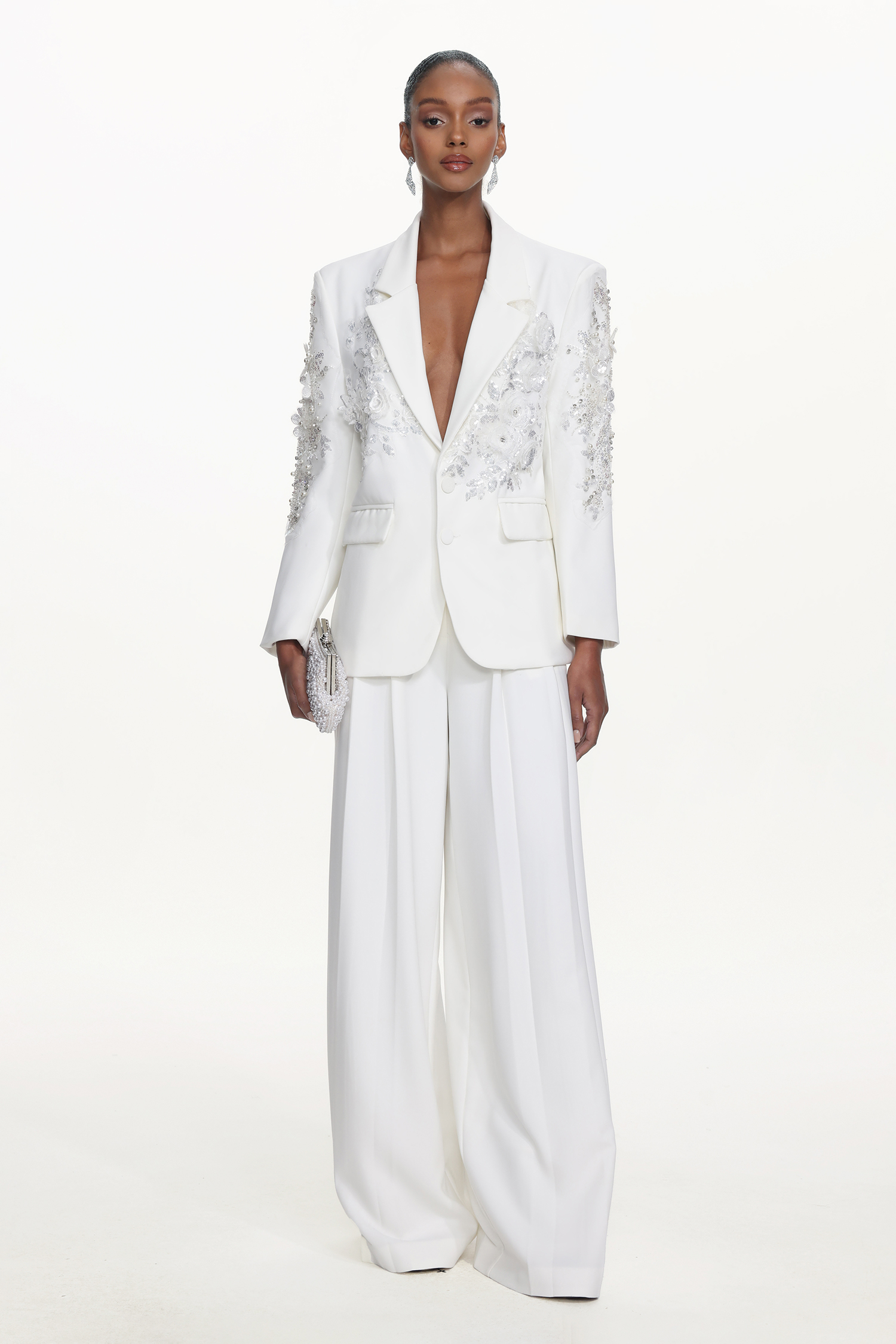 Pilisa Classic Tailored Long Sleeve Floral Embroidered Blazer