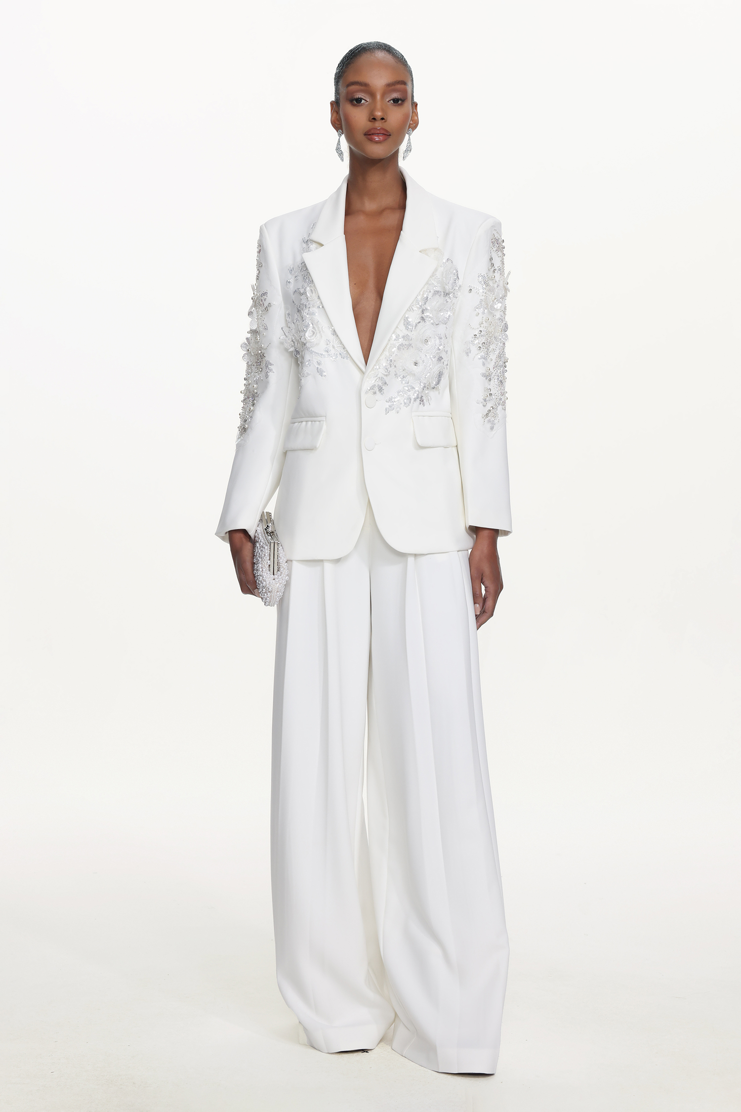 Pilisa Classic Tailored Long Sleeve Floral Embroidered Blazer