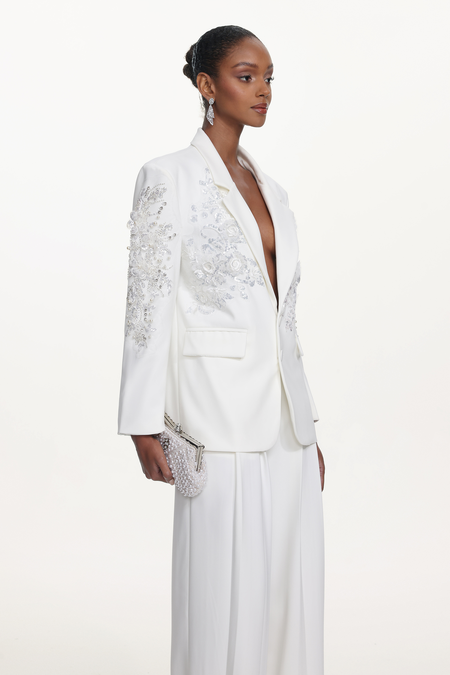 Pilisa Classic Tailored Long Sleeve Floral Embroidered Blazer