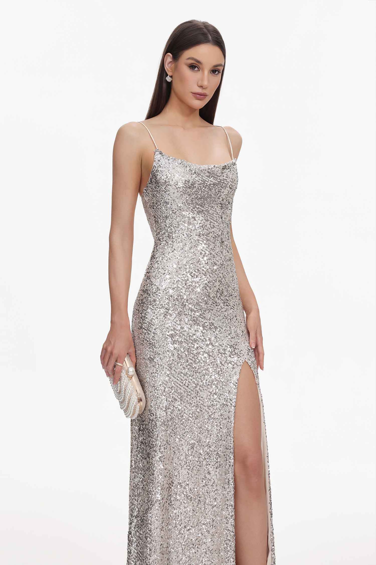 Fagra Glamorous Contour Sleeveless High Slit Sequin Maxi Dress