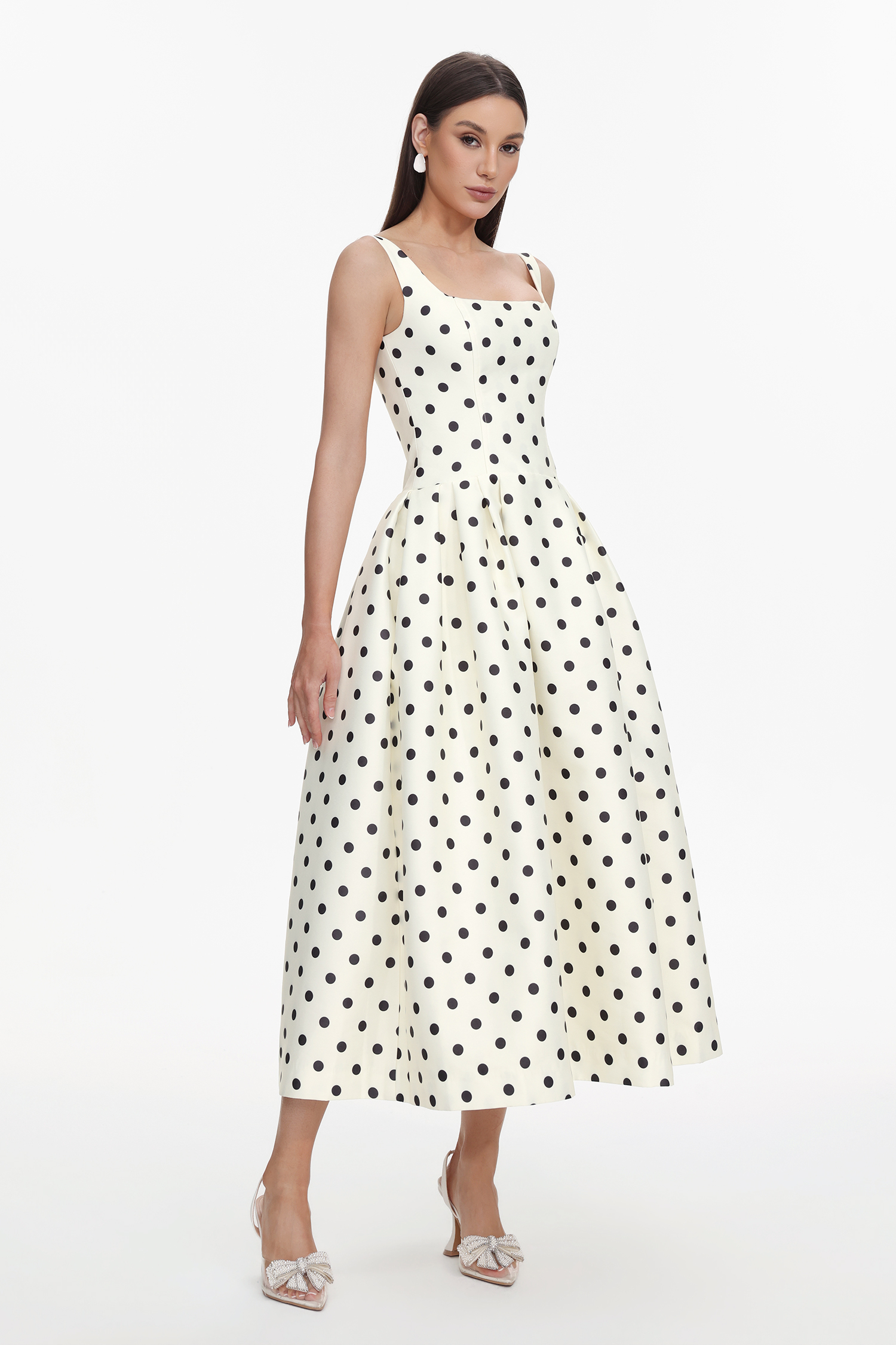 Zada Sleeveless Wave Point Maxi Dress