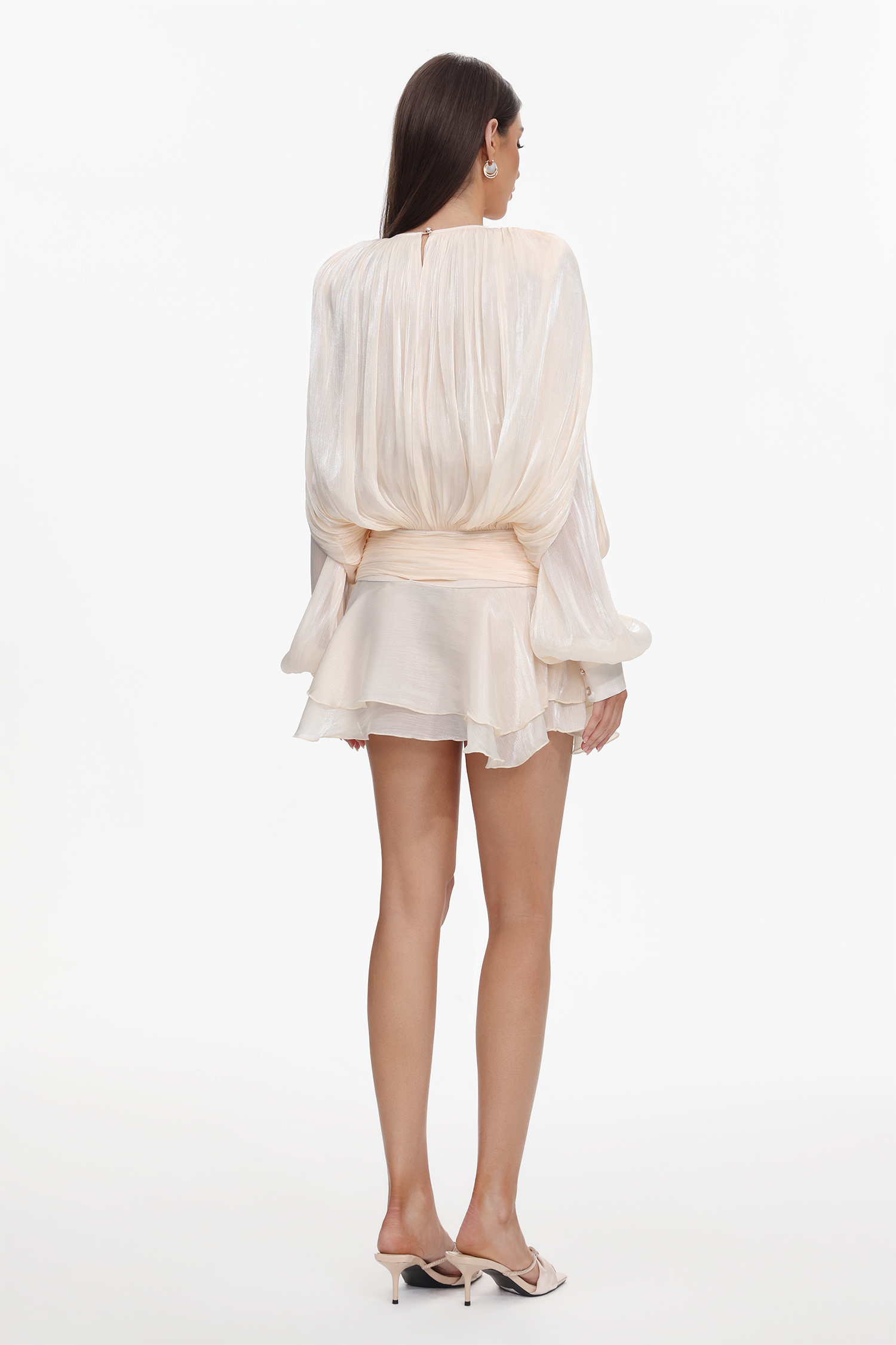 Dekia Long Sleeve Hollow Out Flounce Mini Dress