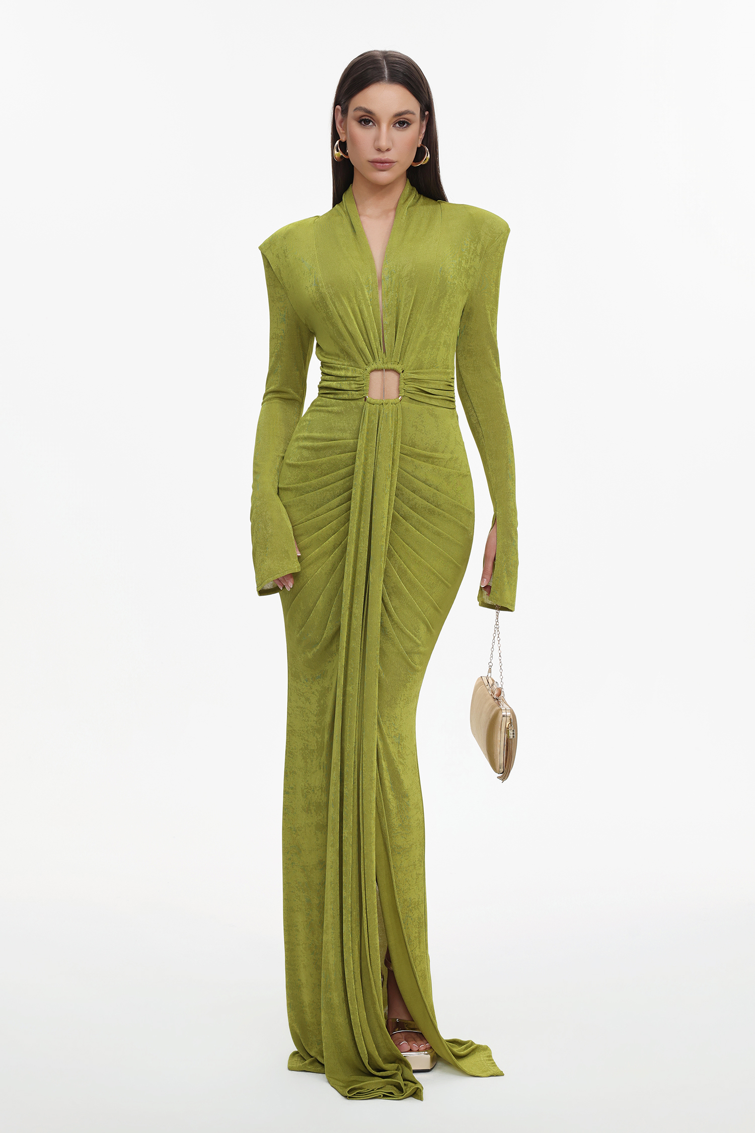 Naomi V-neck Long Sleeves Maxi Dress – Bellabarnett