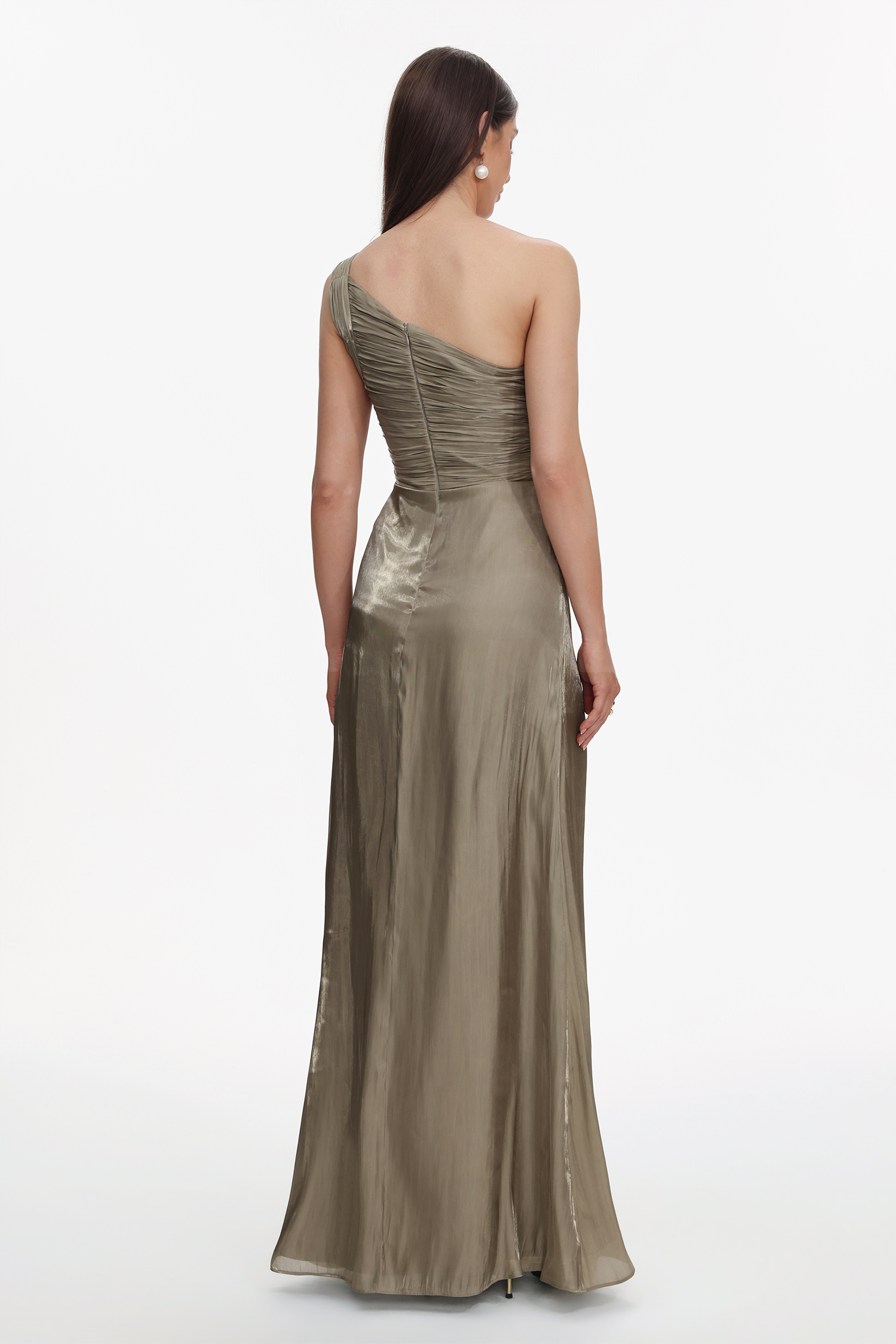 Ronja Elegant Flowy One Shoulder Pleated Maxi Dress