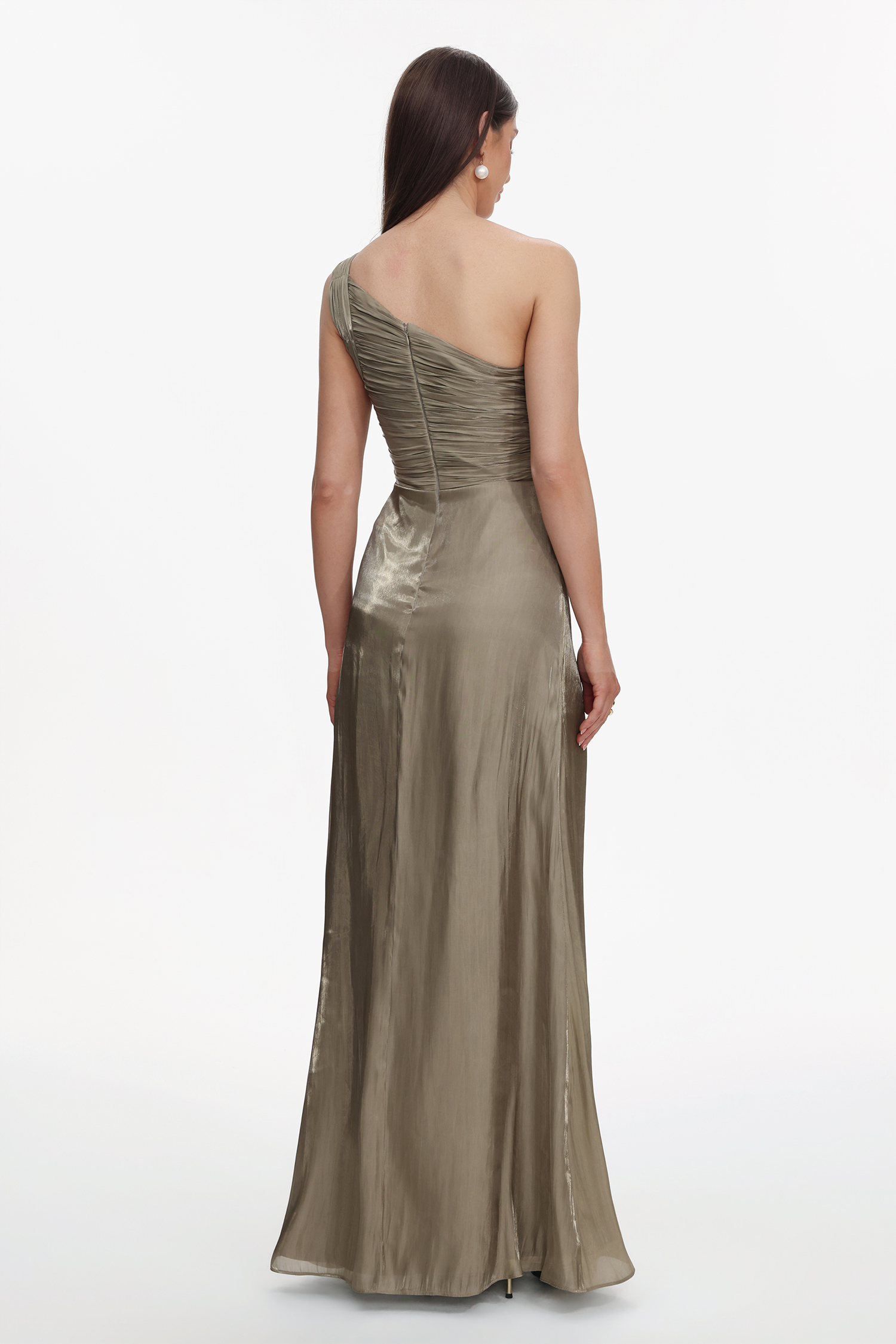 Ronja Elegant Flowy One Shoulder Pleated Maxi Dress