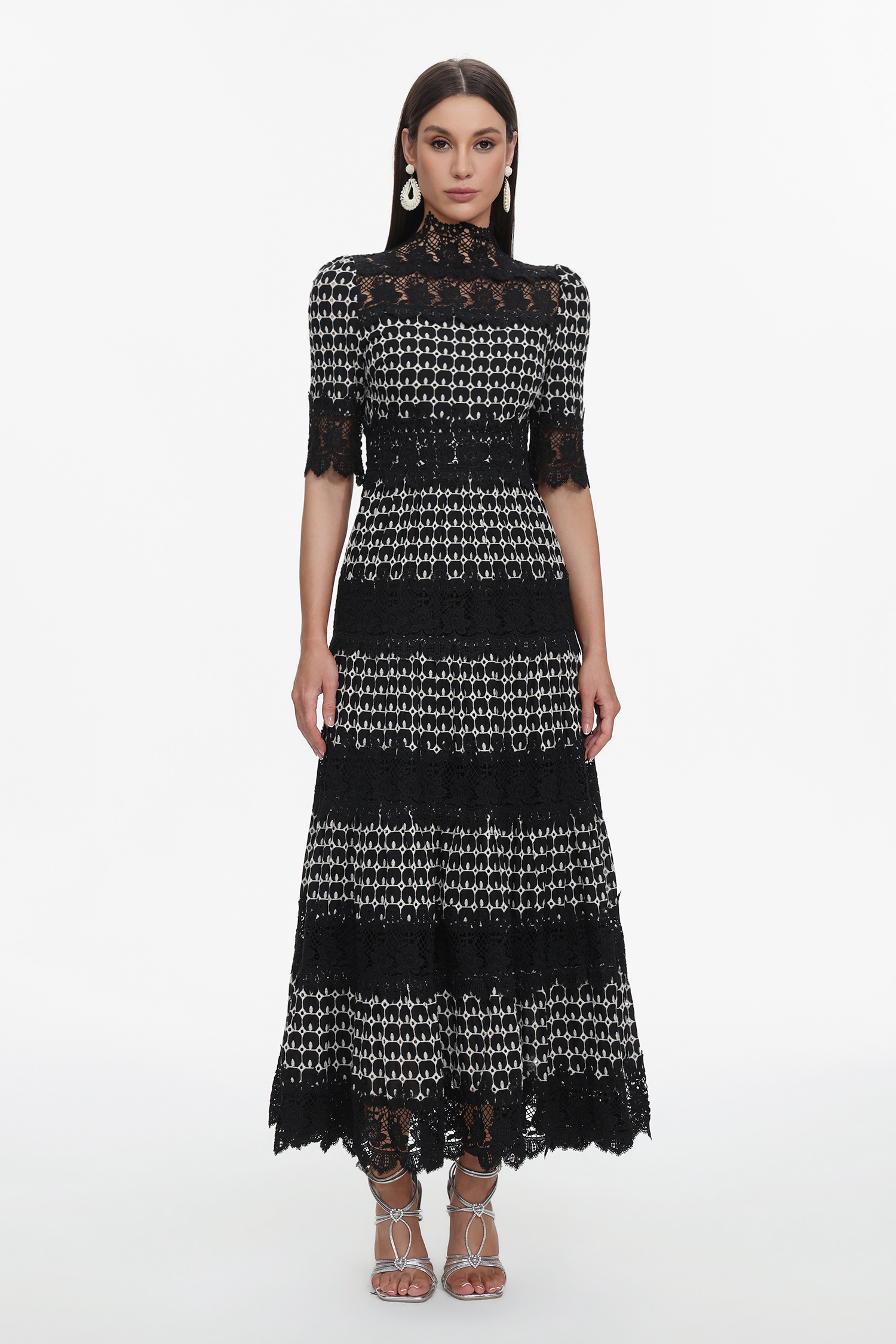 Sydnie Resort Flowy Half Sleeve Lace Maxi Dress