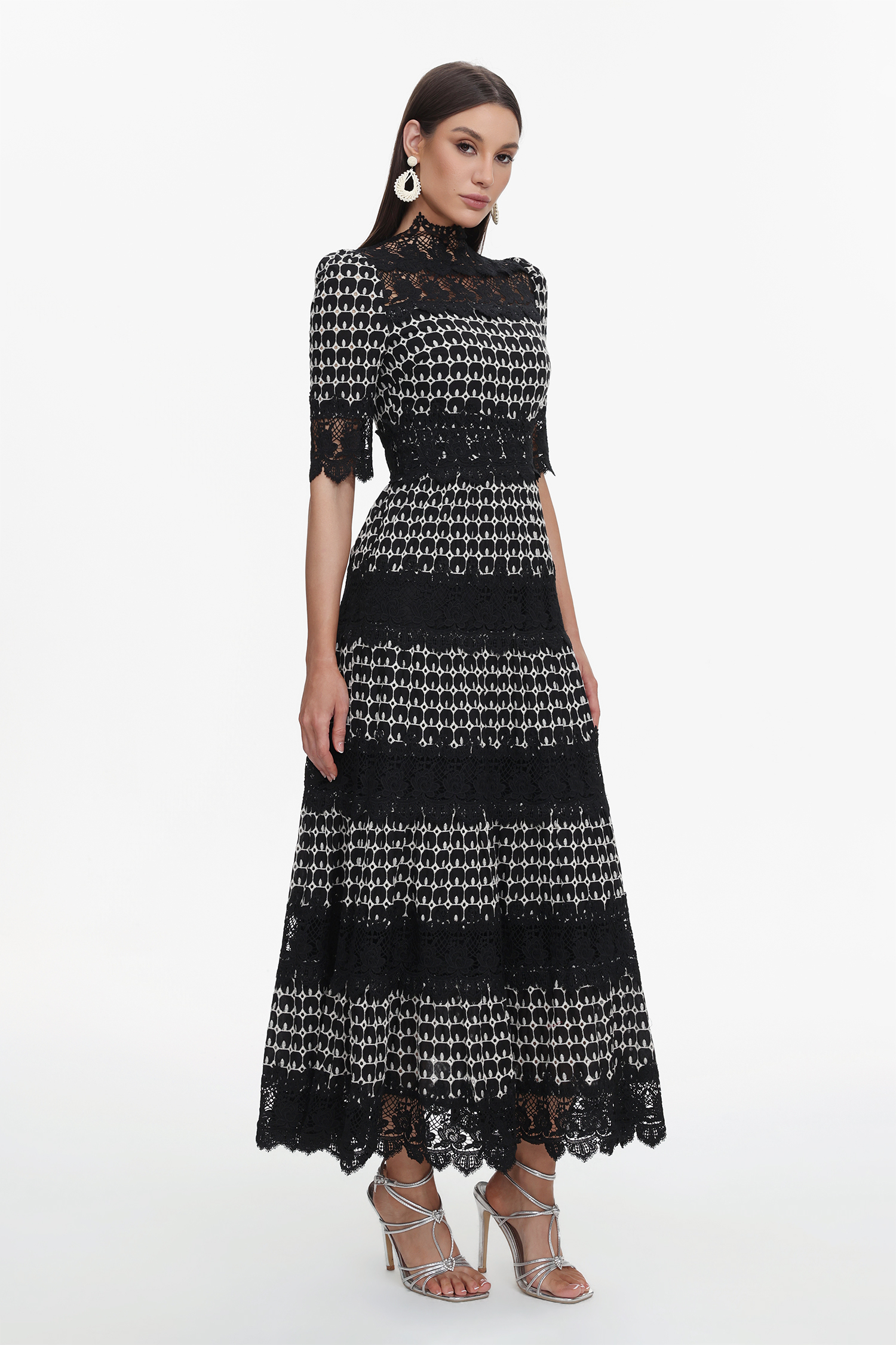 Sydnie Resort Flowy Half Sleeve Lace Maxi Dress