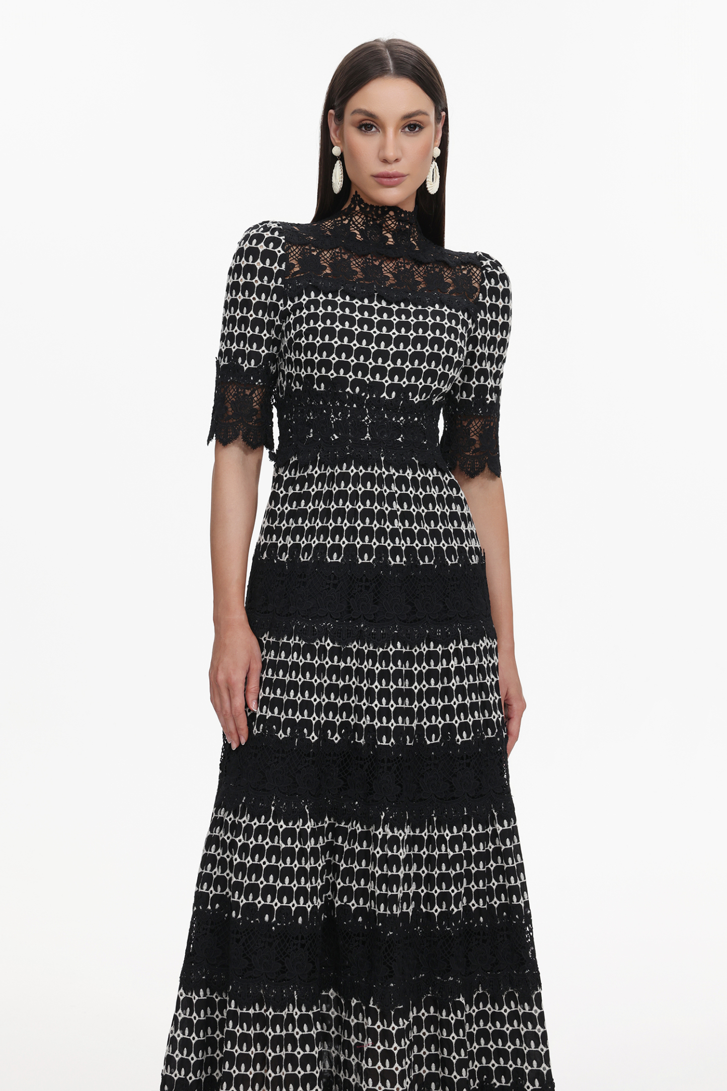 Sydnie Resort Flowy Half Sleeve Lace Maxi Dress