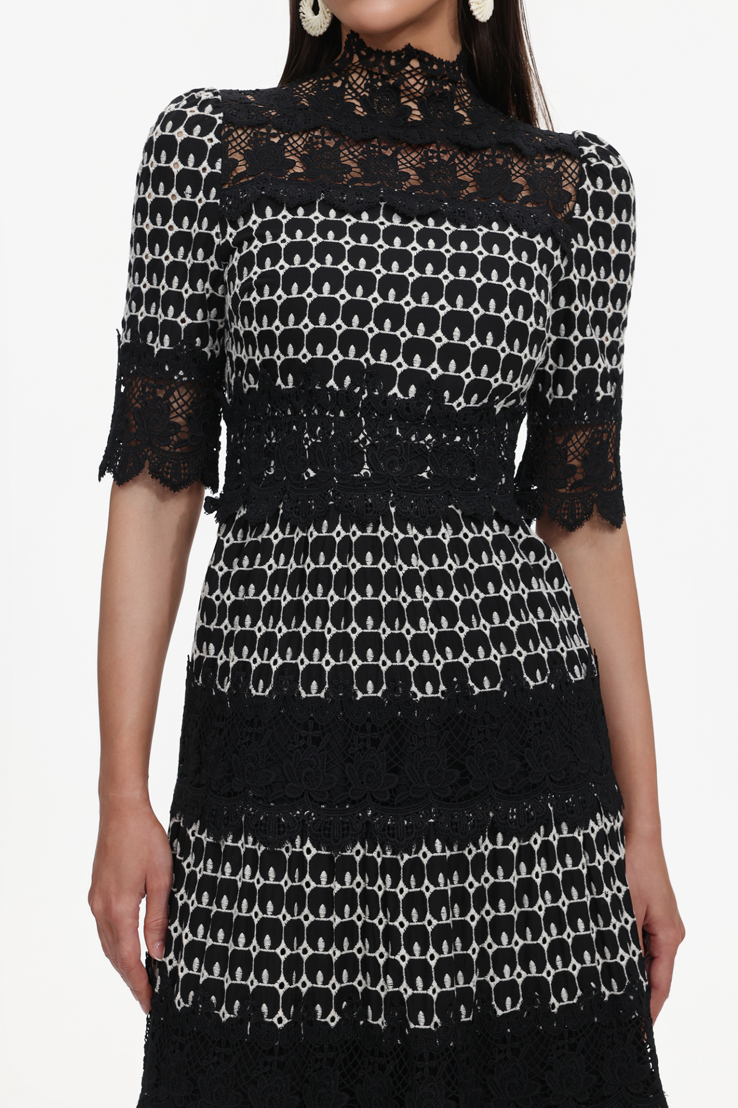 Sydnie Resort Flowy Half Sleeve Lace Maxi Dress