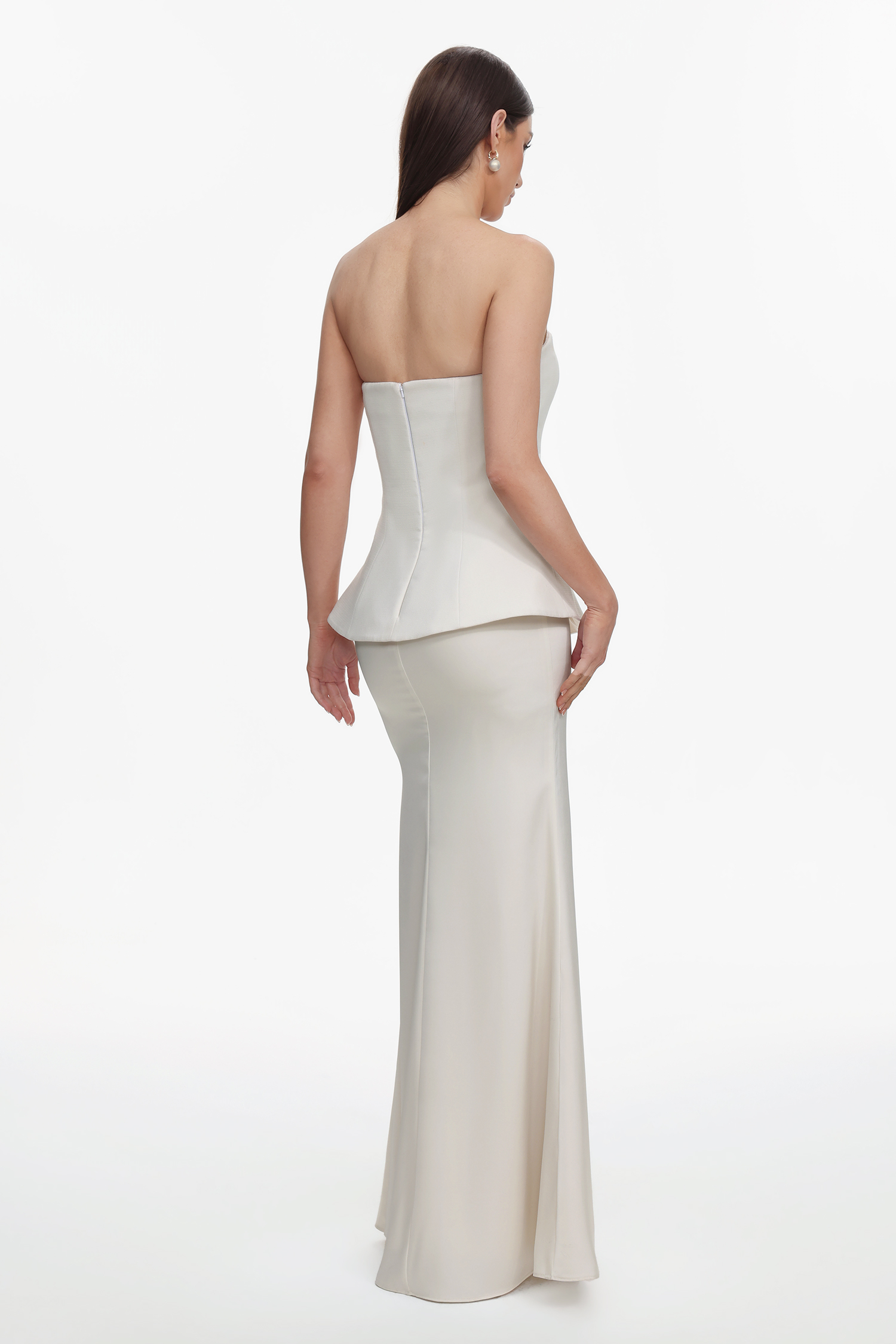 Gayu Elegant Tailored Strapless Woven Top and Skirt Set