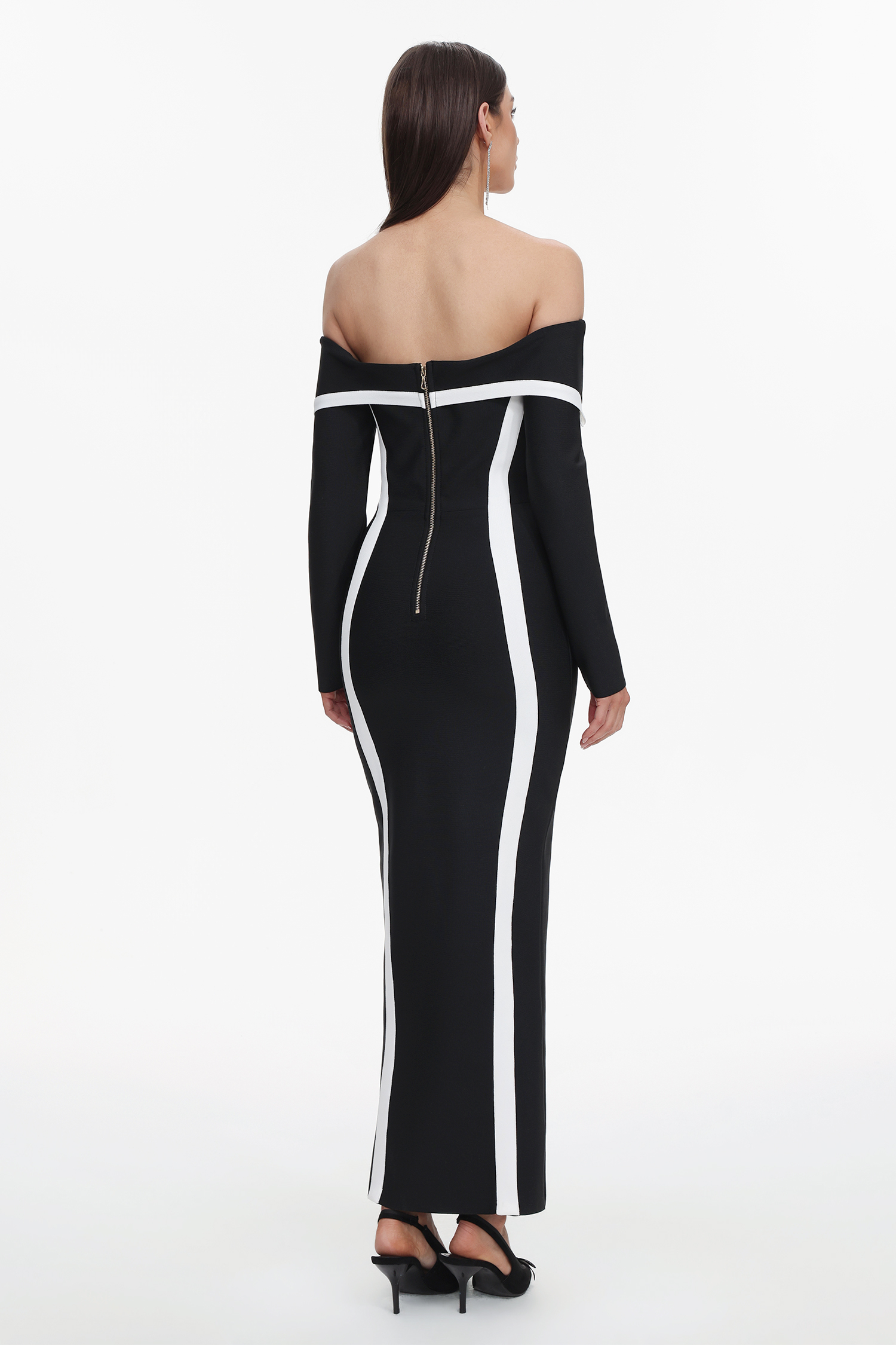 Hilda Off-the-Shoulder Long Sleeve Maxi Dress