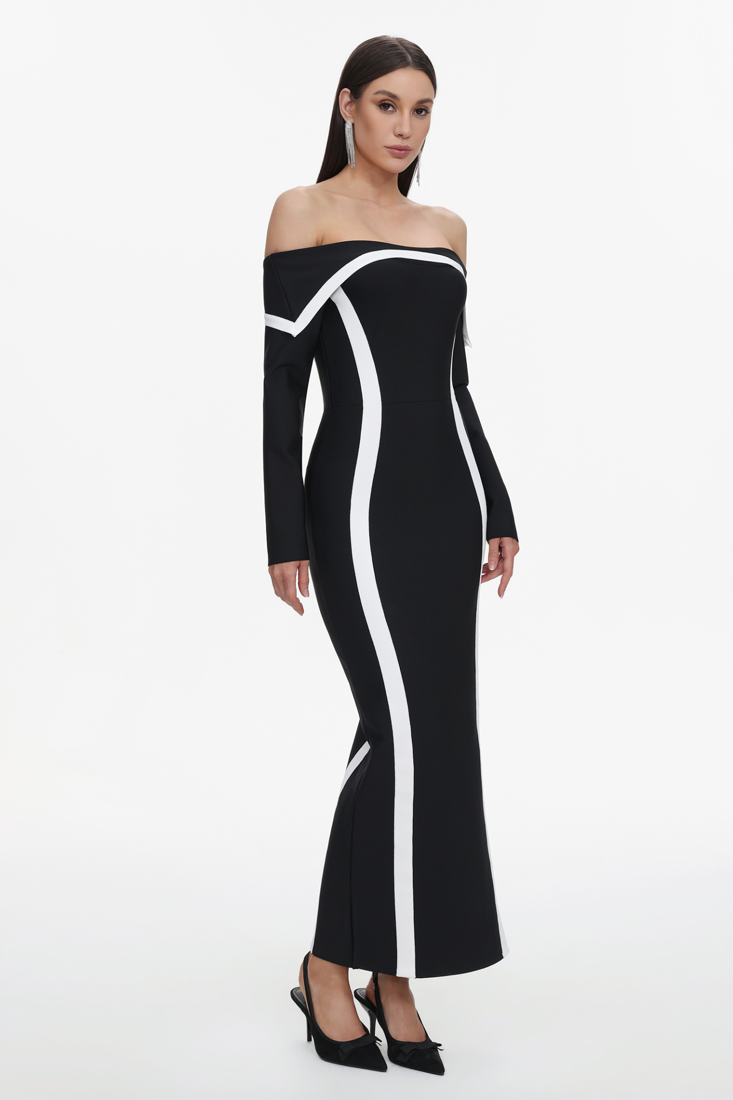 Hilda Off-the-Shoulder Long Sleeve Maxi Dress